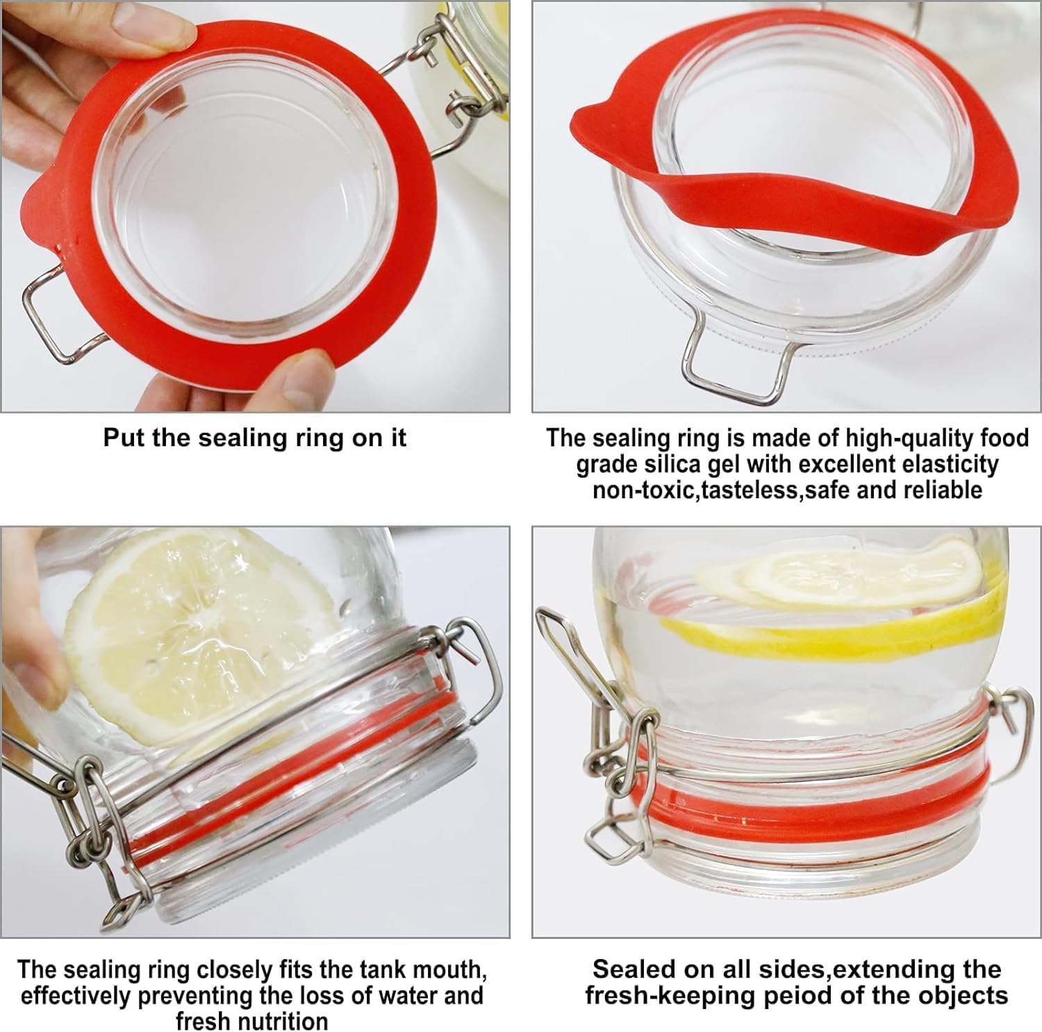 6-Pack Silicone Jar Gaskets Replacement for 42-43 Inch Glass Jars