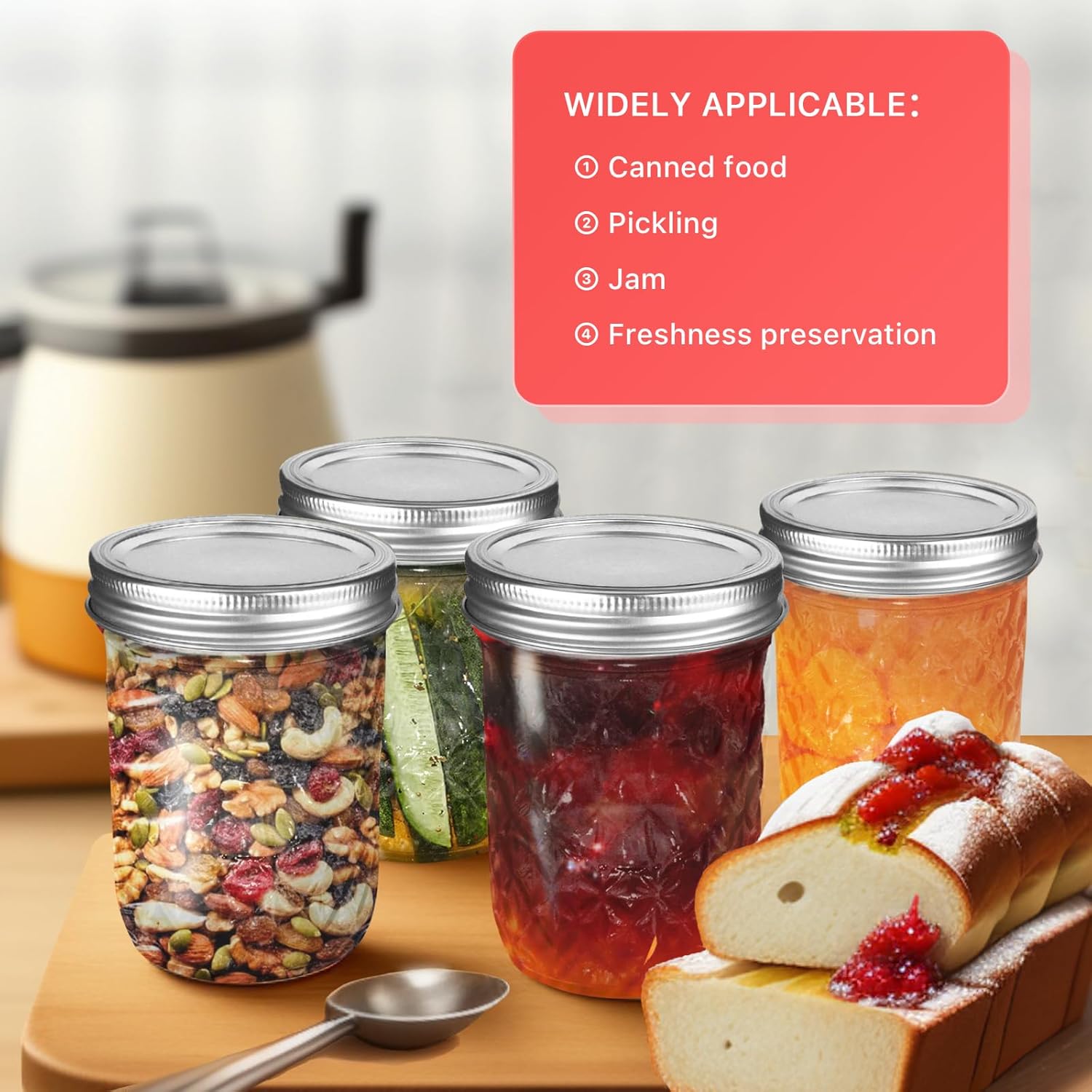 8 oz Mason Jars6-Pack Perfect for Pickling Canning