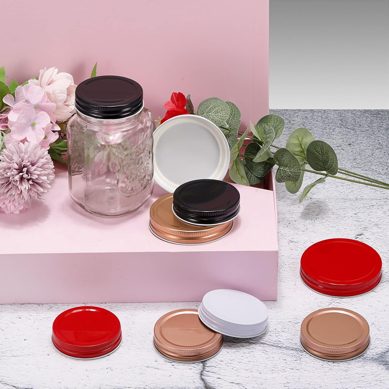 Uxcell Mason Jar Lids 86mm 12Pcs Red Leak Proof Caps