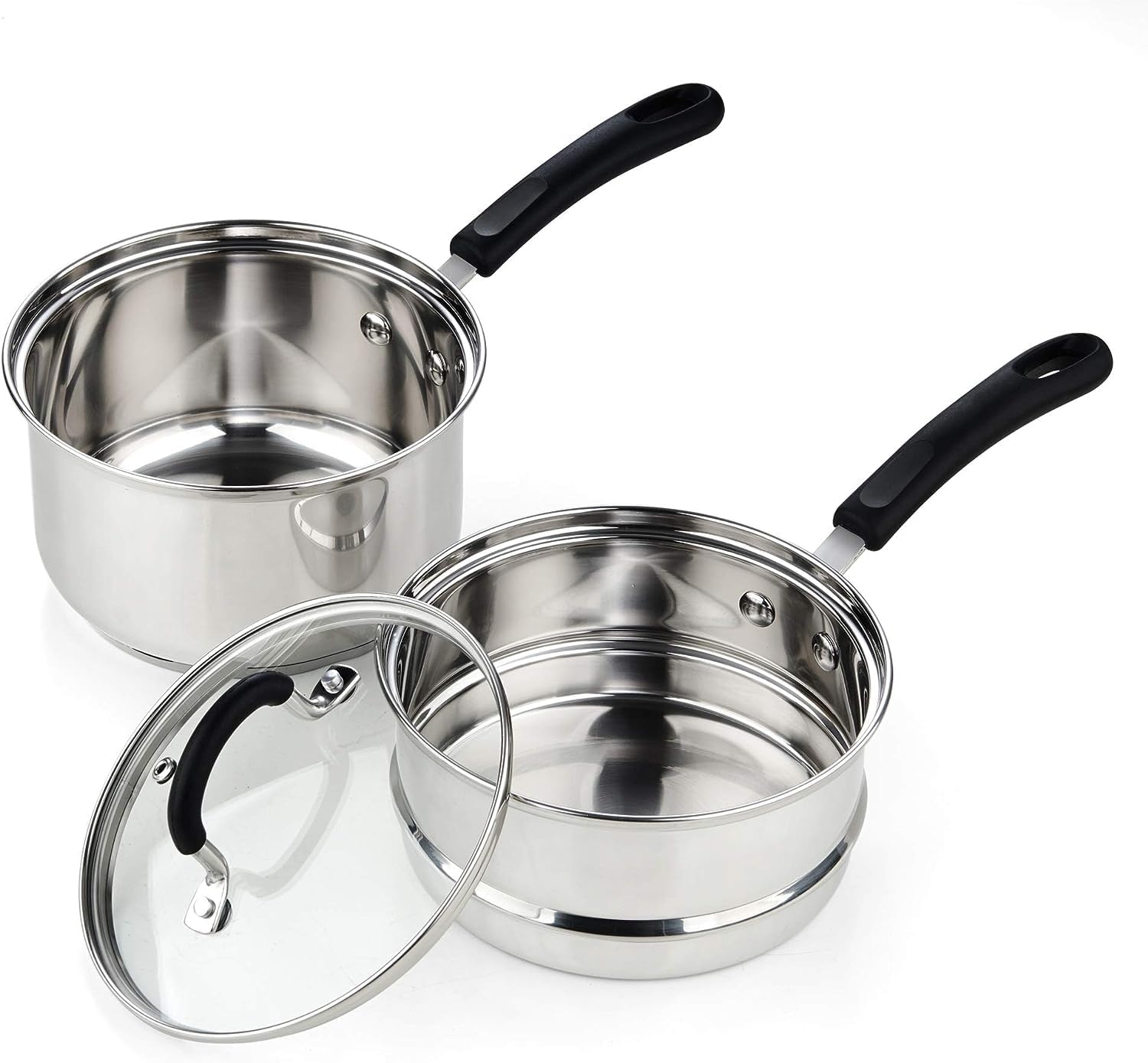 Professional 2-Quart Double Boiler Saucepan for All Stove Tops