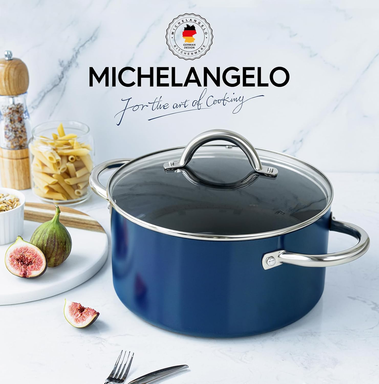 5 Quart Nonstick Stock Pot with Stainless Steel Handles PFOA-Free Cooking
