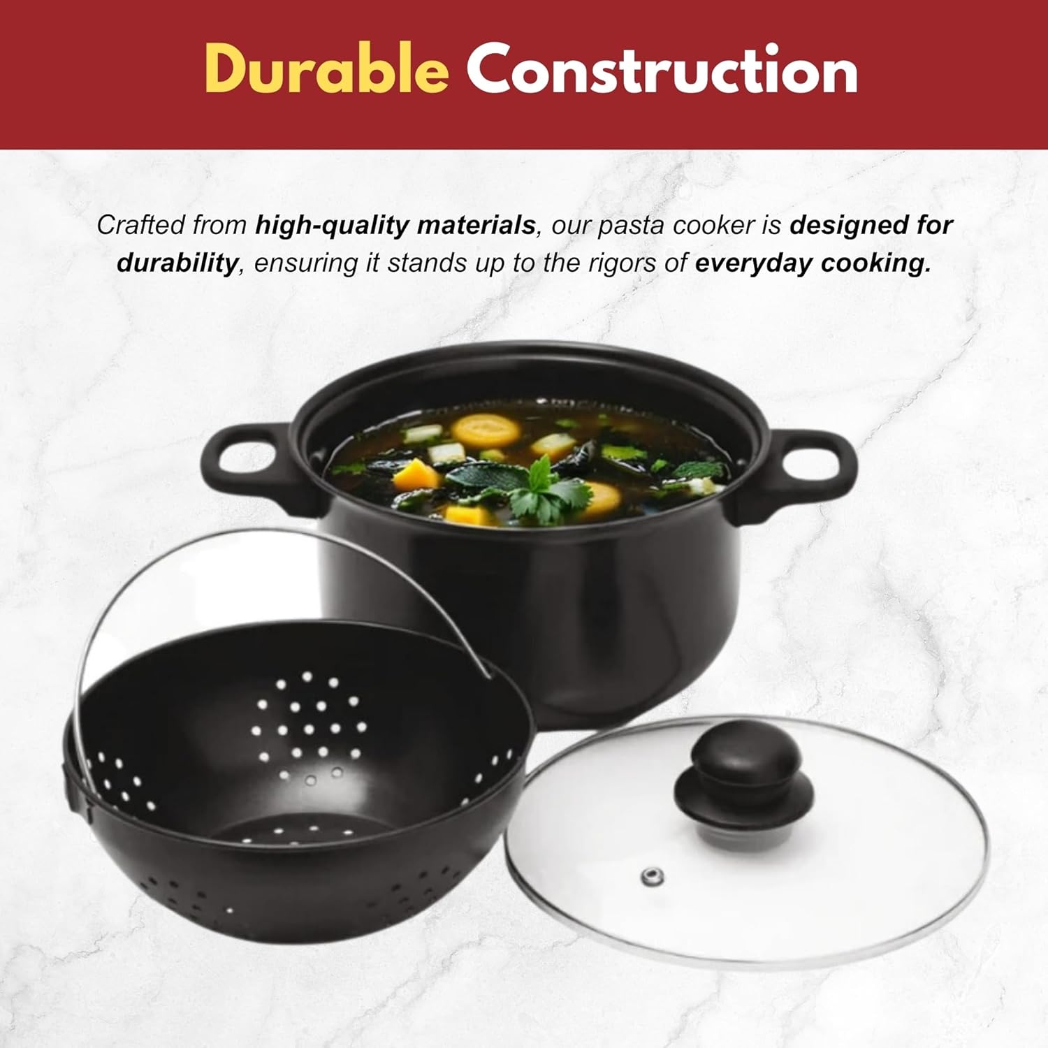 Versatile Stock Pot with Lid and Strainer