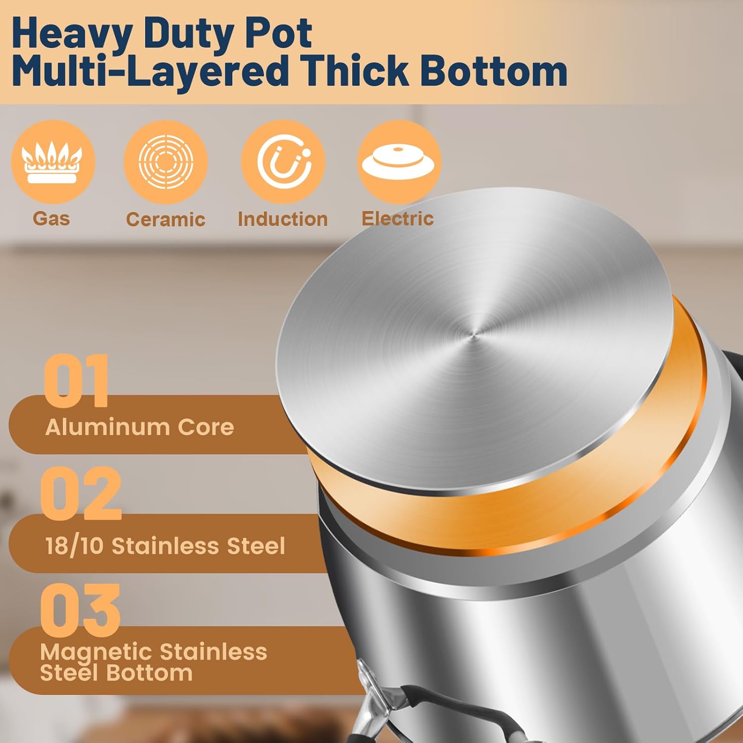 AOSIONStainless Steel Stock Pot for Cooking