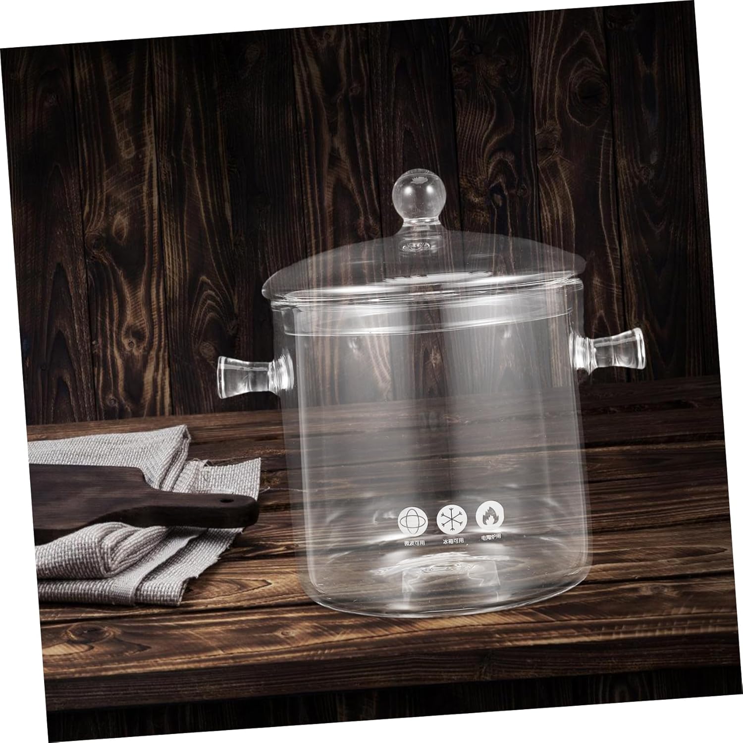 Dual-Handled Clear Glass Stock Pot