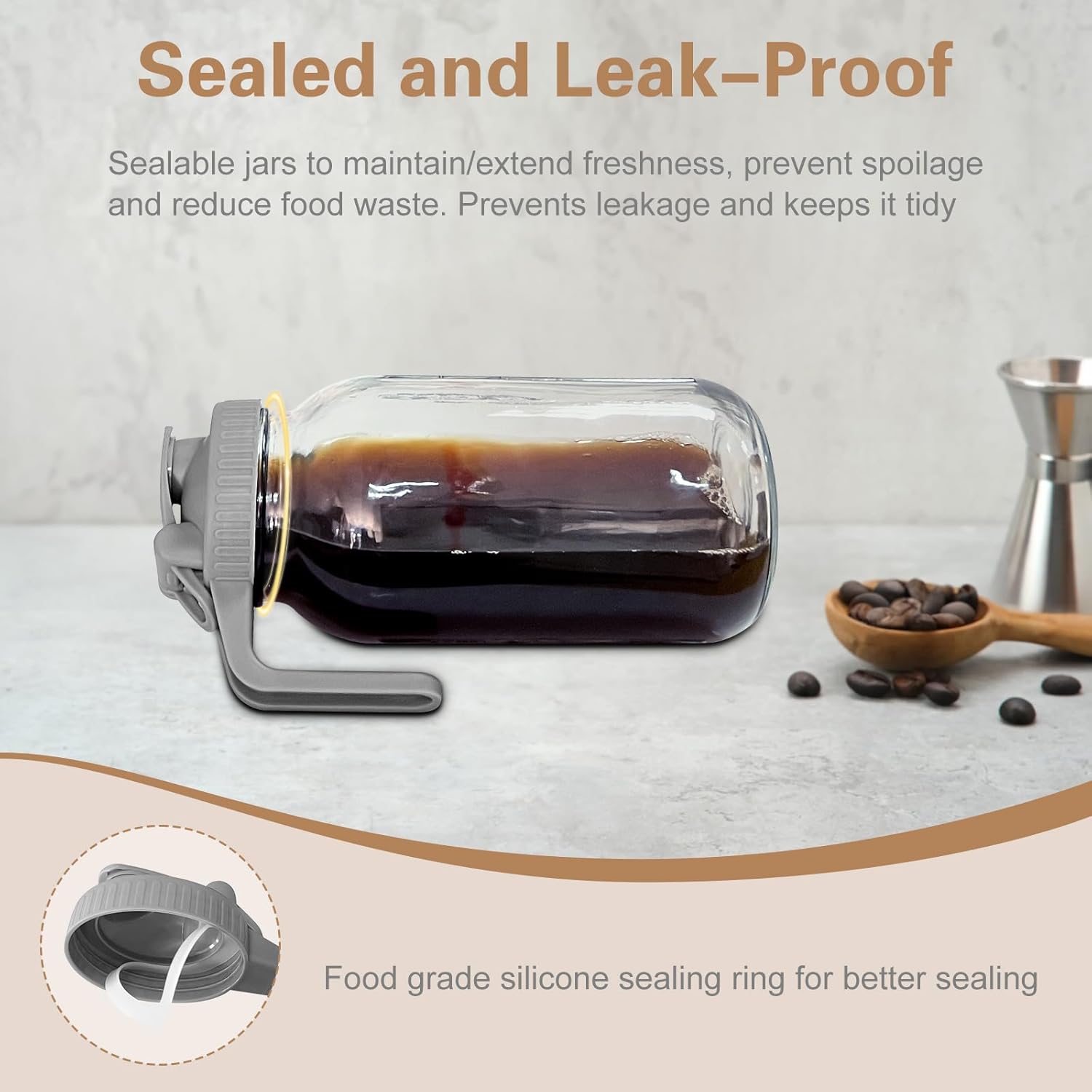 Leak-Proof Mason Jar Lid for Cold Brew Coffee More