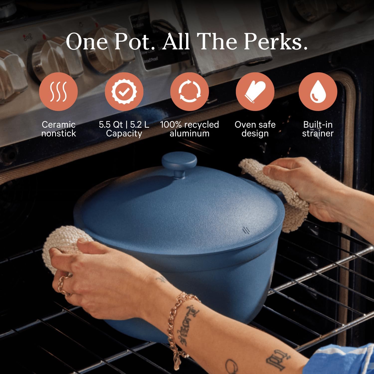 Our Place Perfect Pot - 55 qt Nonstick Ceramic PTFE-Free Safe Easy