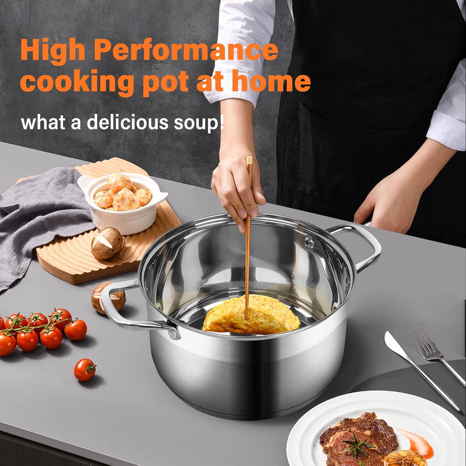 LEUGWAKN 10 Quart Stainless Steel Stock Pot with Lid
