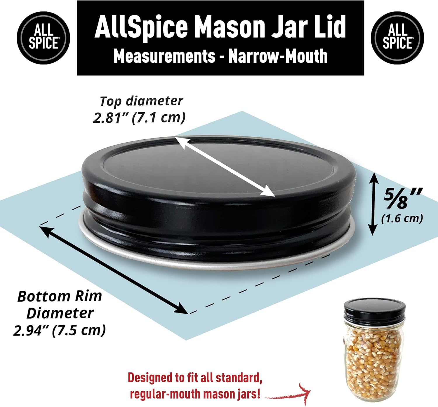 12-Pack Rust-Proof Aluminum Mason Jar Lids Black