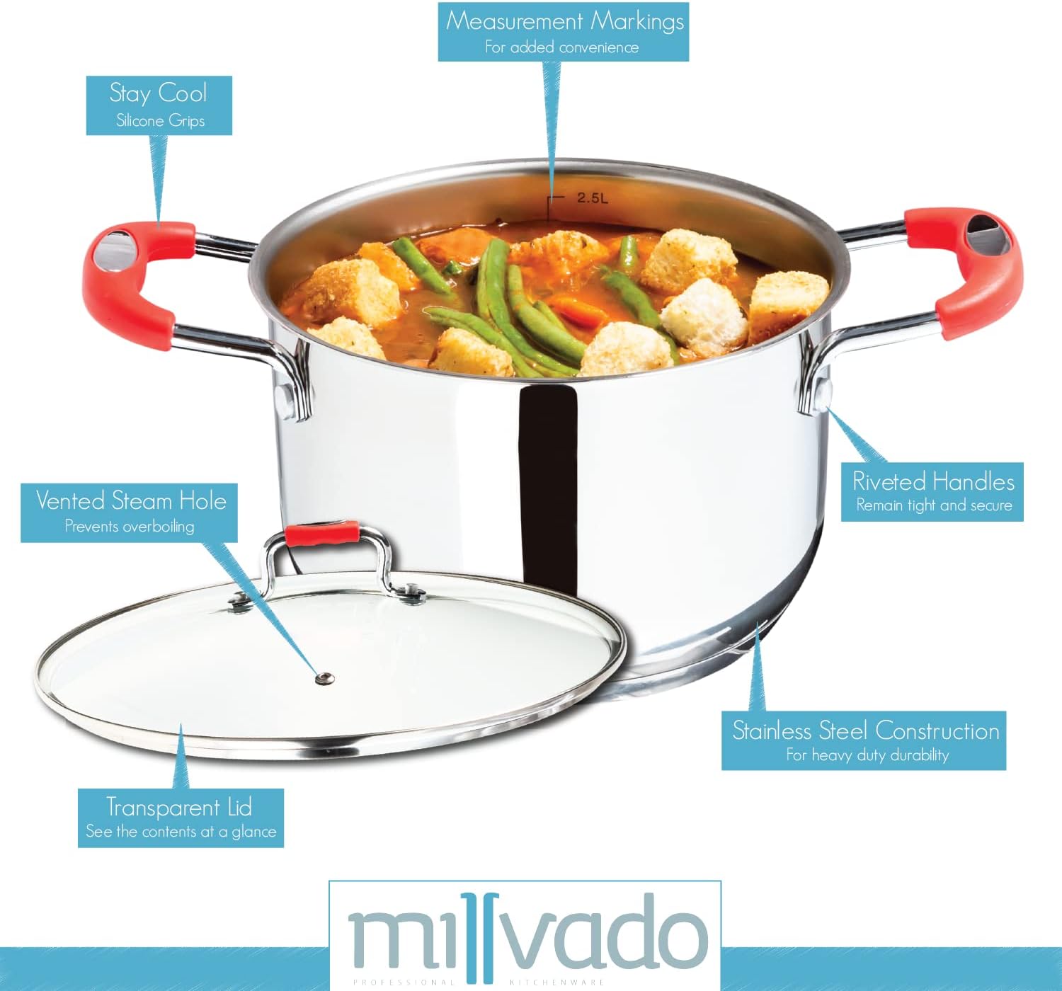 Sturdy 3-quart Steel Cooking Pot