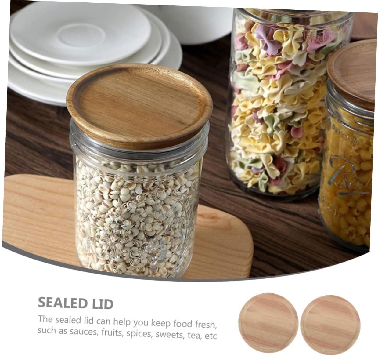 STOBAZA 2 Wooden Mason Jar Lids