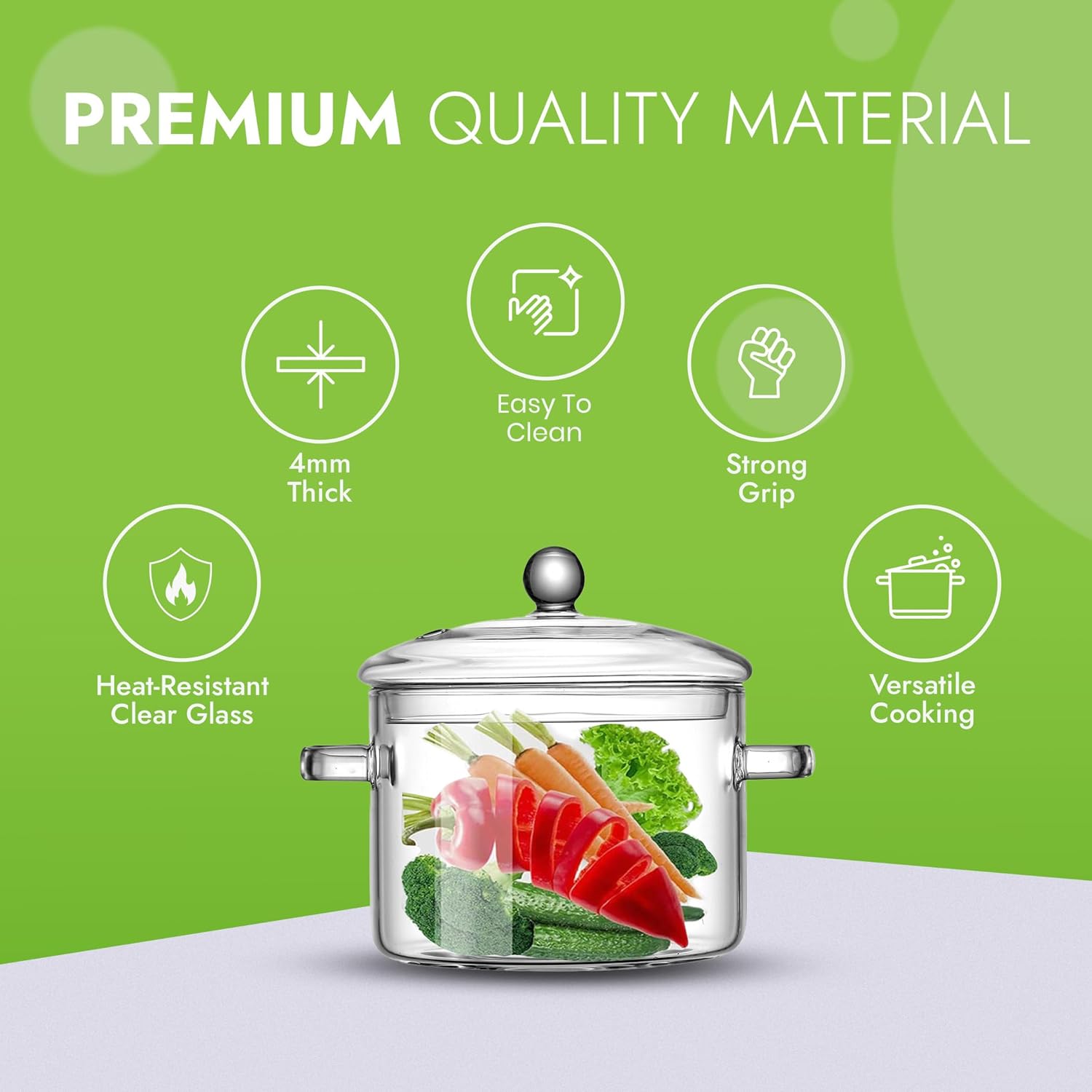 13L Heat-Resistant Glass Cooking Pot