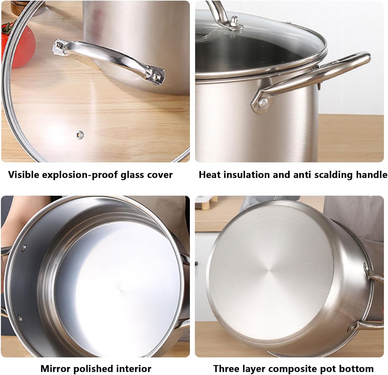Stainless Steel Stock Pot 11L with Tempered Glass Lid