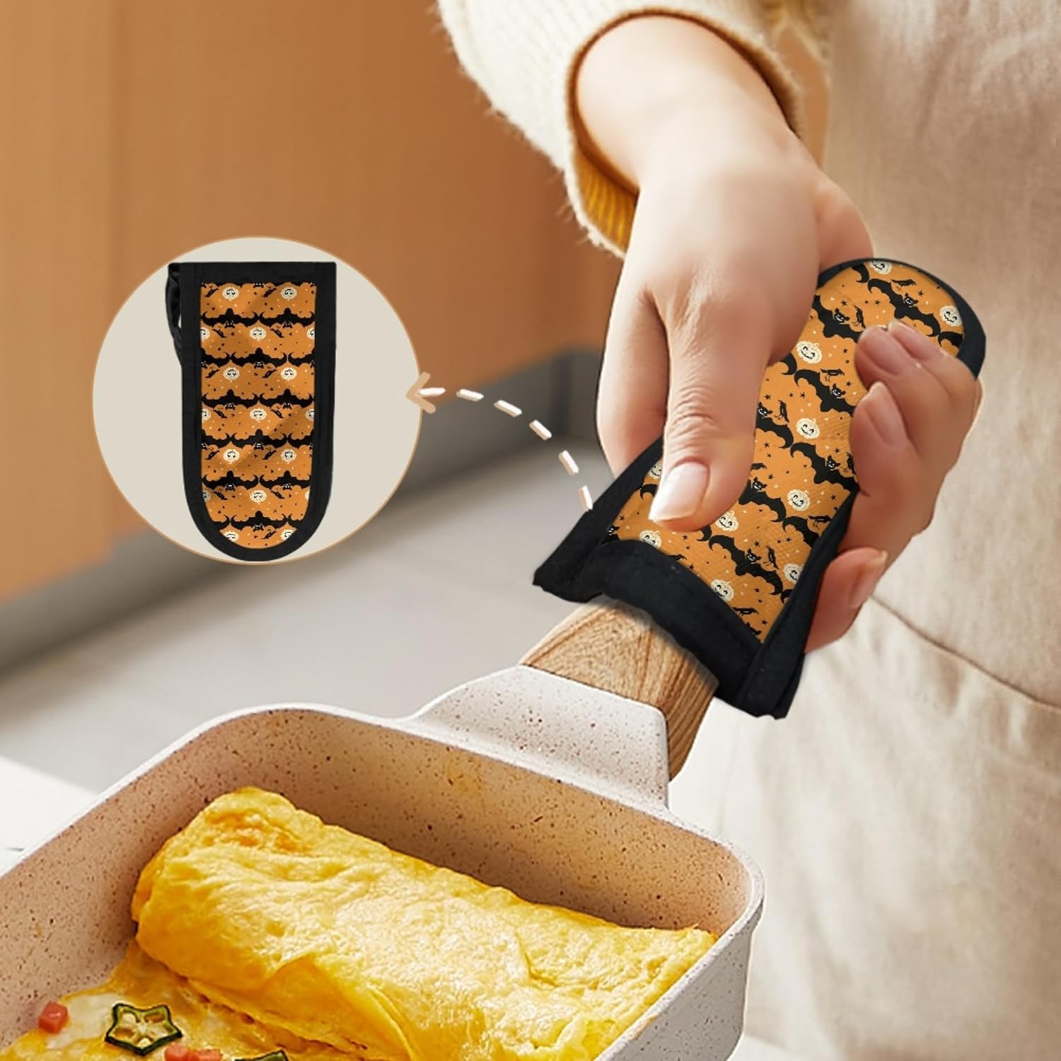 Halloween Ghost Print Cast Iron Skillet Handle Cover