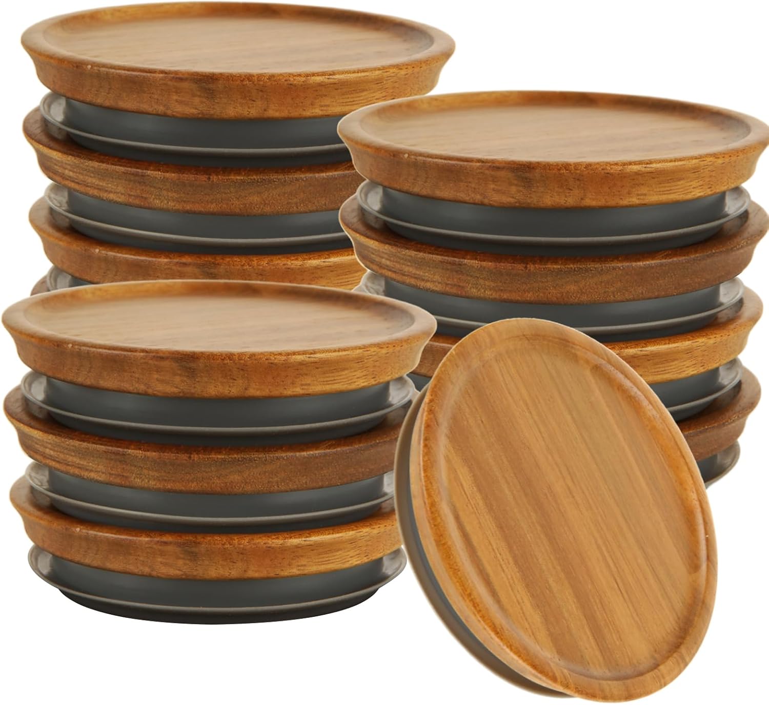 12PCS Acacia Wooden Mason Jar Lids