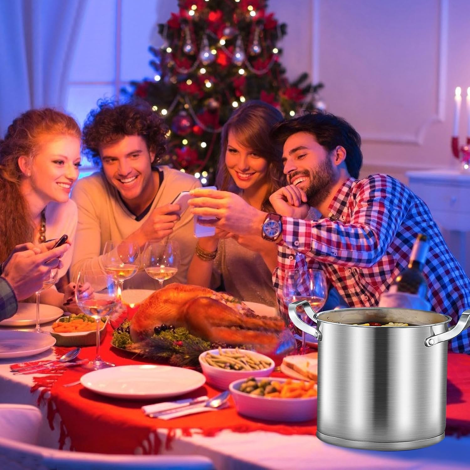 24cm 304 Stainless Steel Stock Pot with Lid Durable Easy to Clean