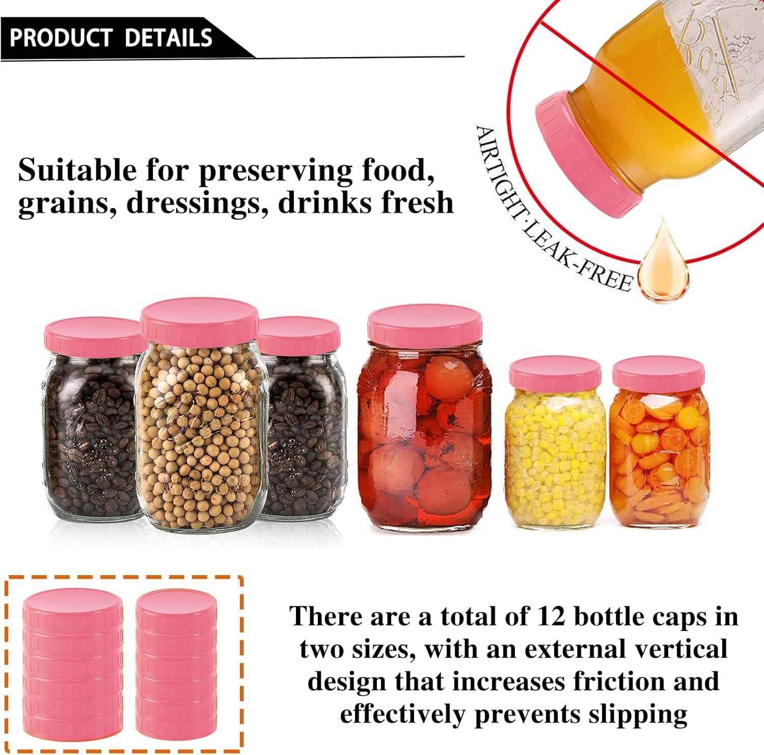 Premium 20-Pack Mason Jar Lids with Silicone Sealing Ring