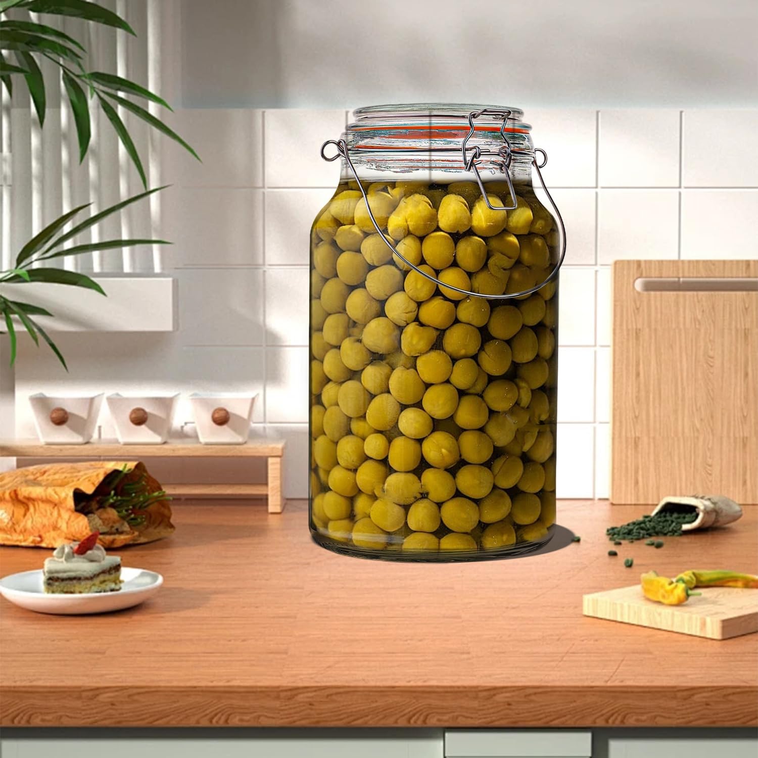 Galssmagic 1 Gallon Glass Jars 2 Pack with Airtight Lids