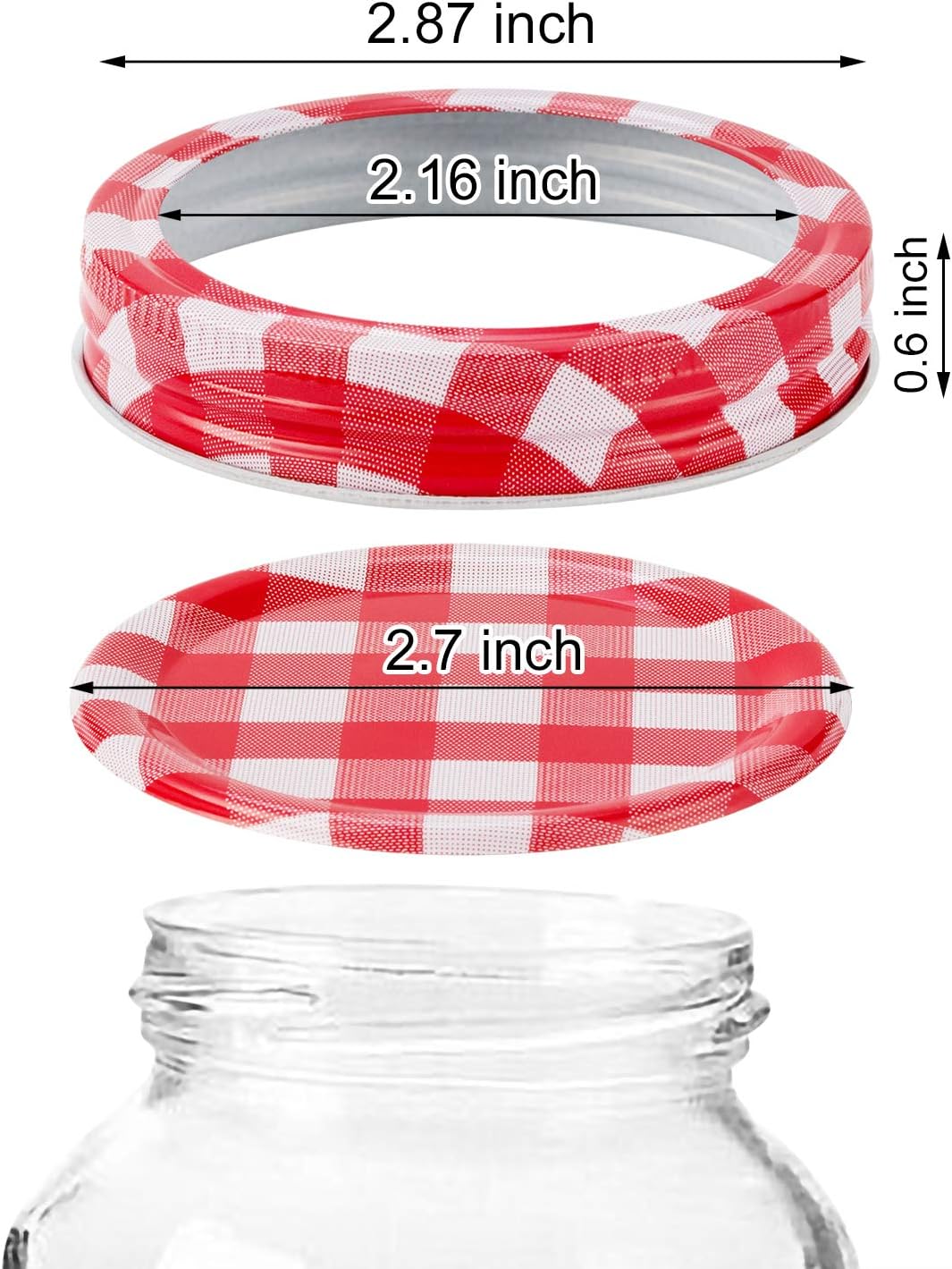 ZizasAry24-Set Canning Lids with Rings Mason Jar Caps Red White