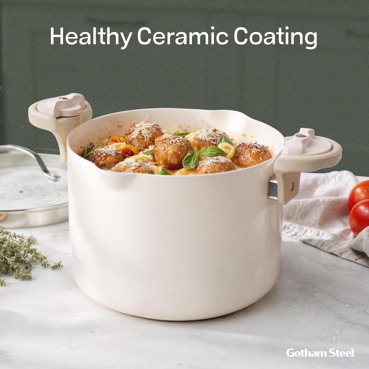 Nonstick Stock Pot With Strainer Lid Quick Cleanup and Eco-Friendly Cooking