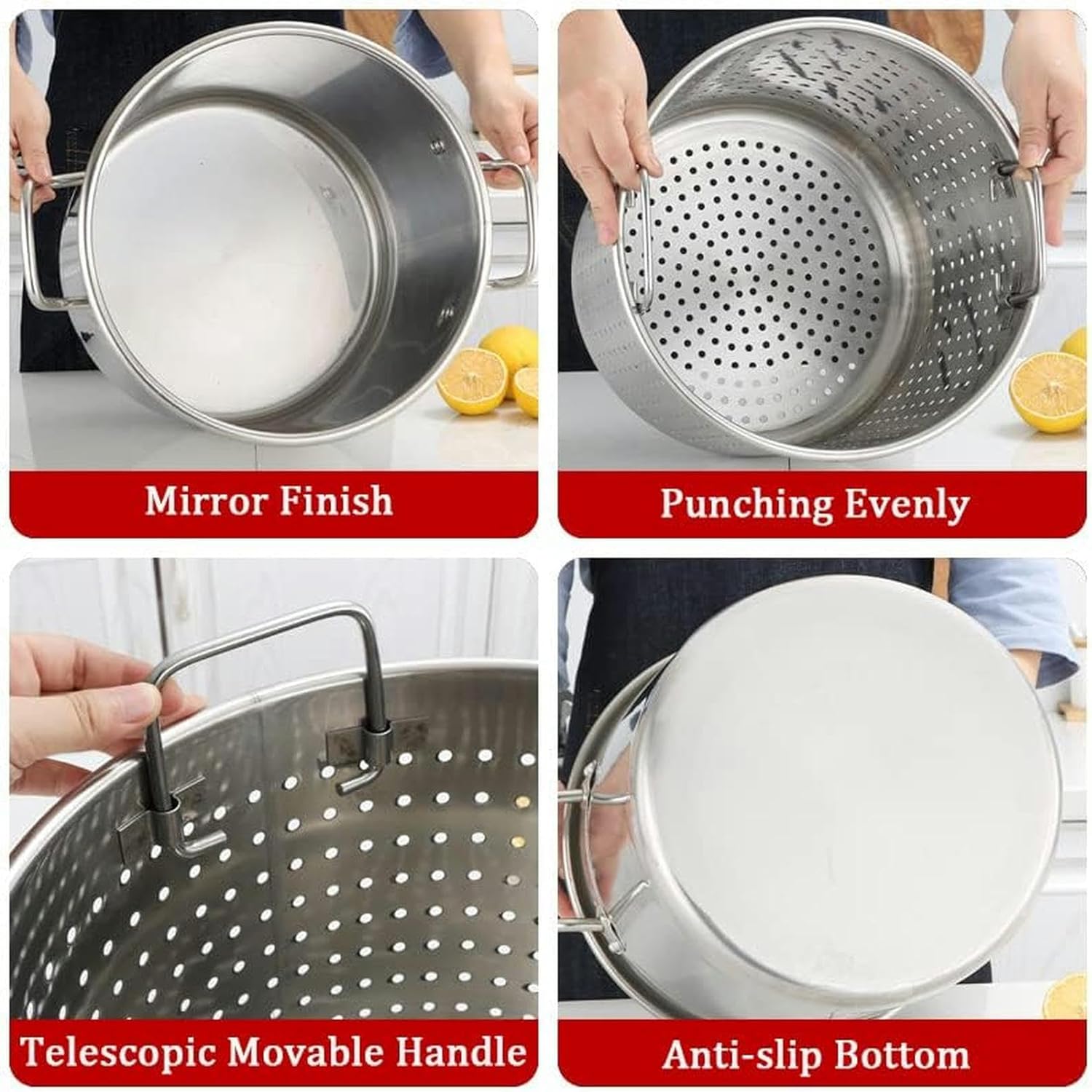 Wzglod Large Crawfish Boil Pot Heavy Duty Stainless Steel Stockpot