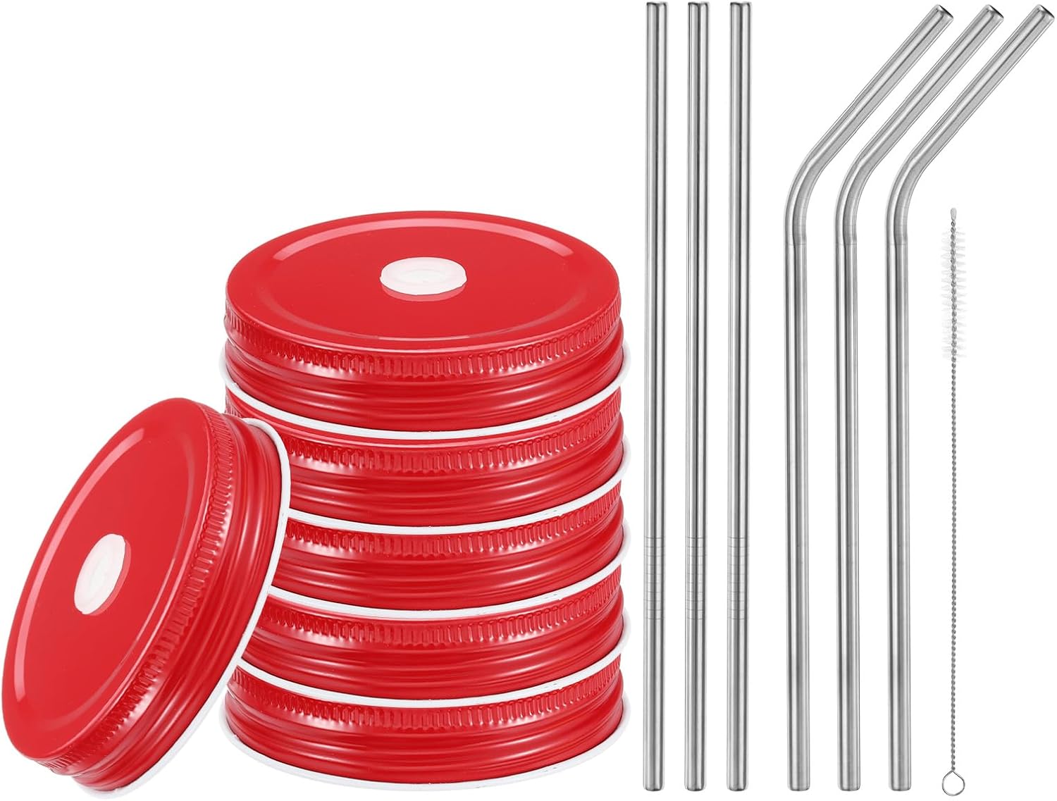 uxcell 13pcs Stainless Steel Mason Jar Lids with Straw Hole