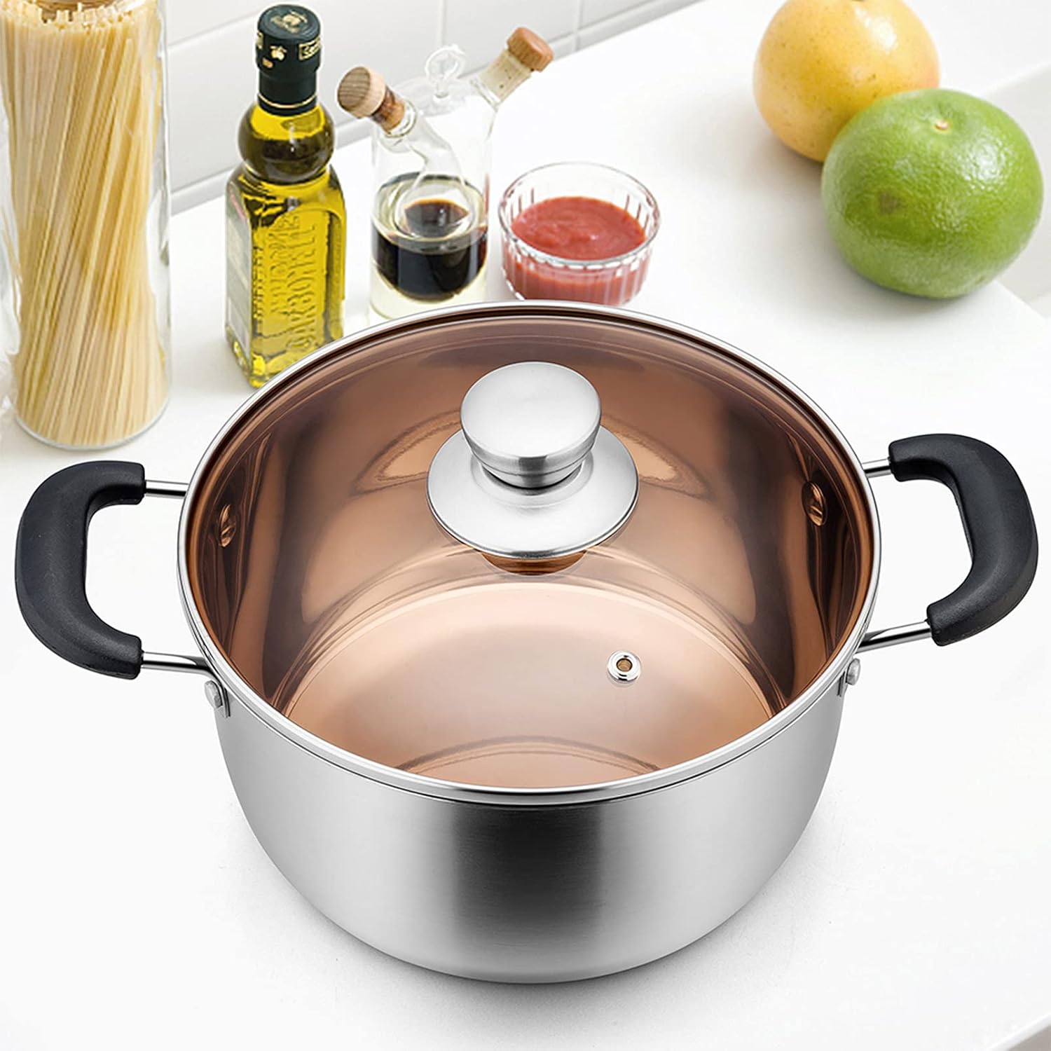 TeamFar 3 Quart Stock Pot Stainless Steel