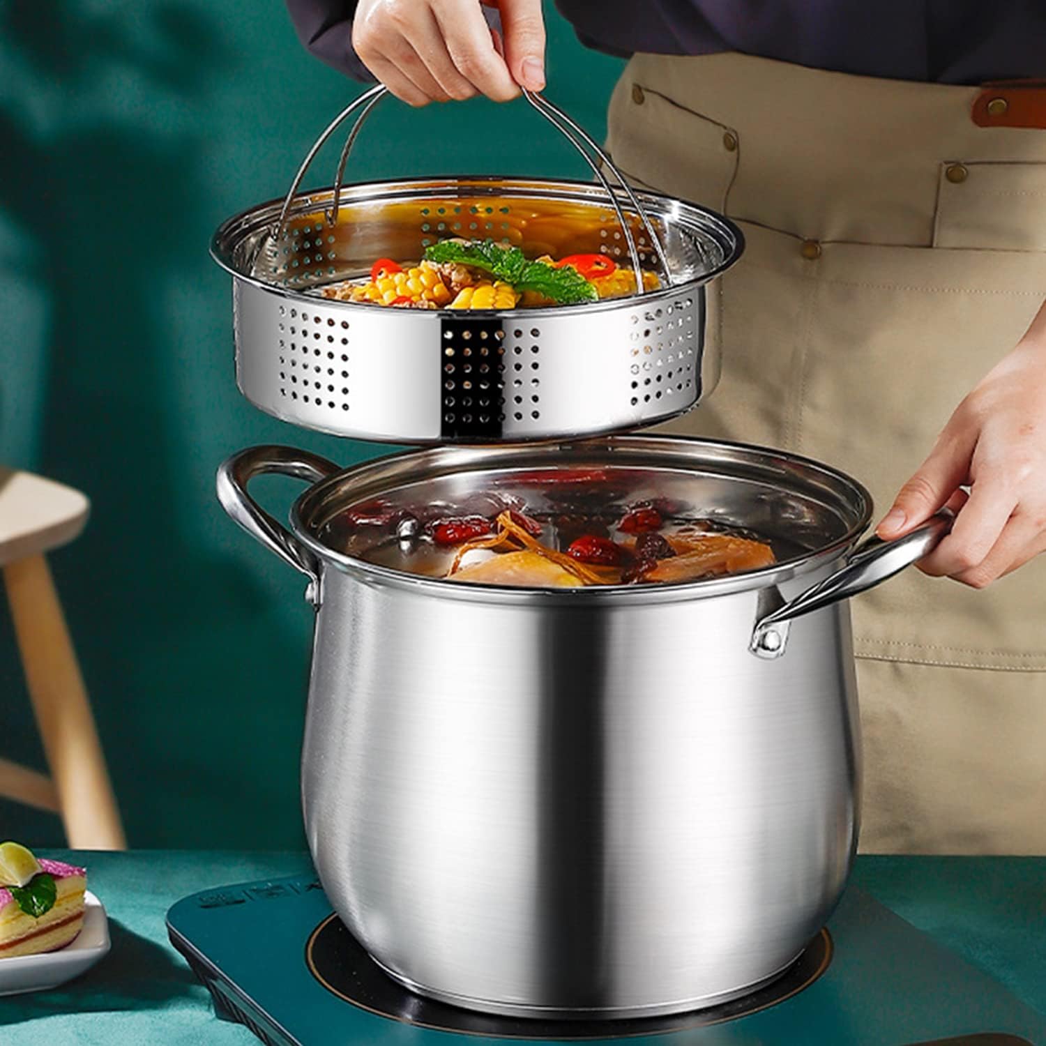 BAKOUSTAR 10 Stainless Steel Stock Pot with Lid