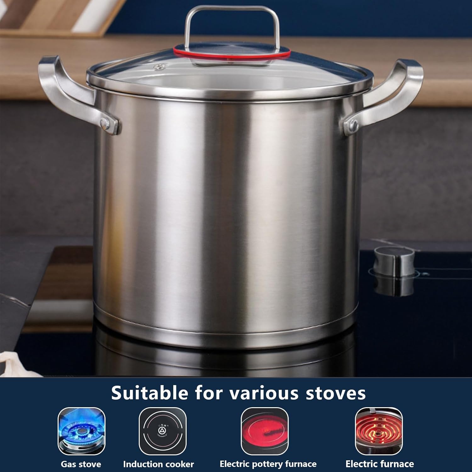 AIZYR 304 Stainless Steel Soup Pot with Lid