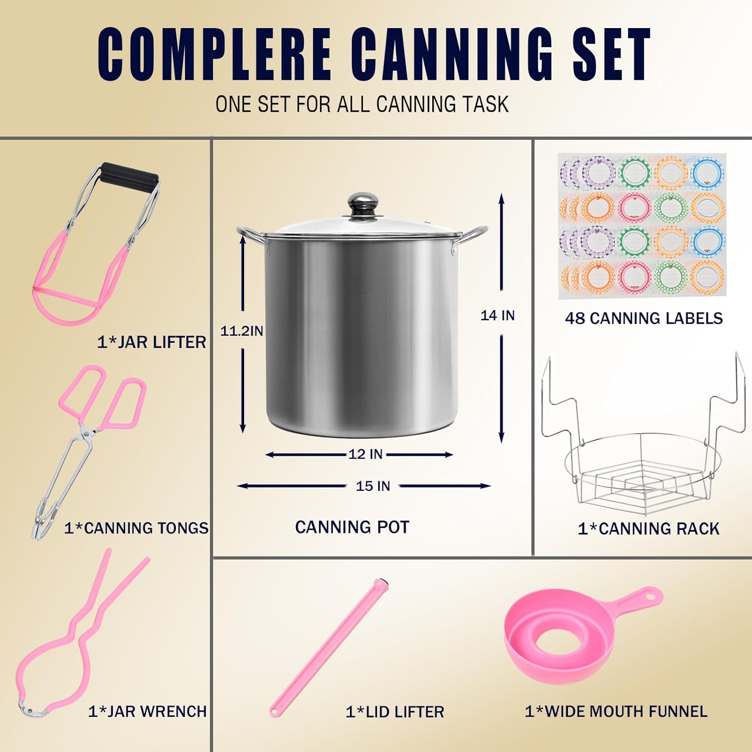 215 Quart Stainless Steel Canning Kit with Lid Rack
