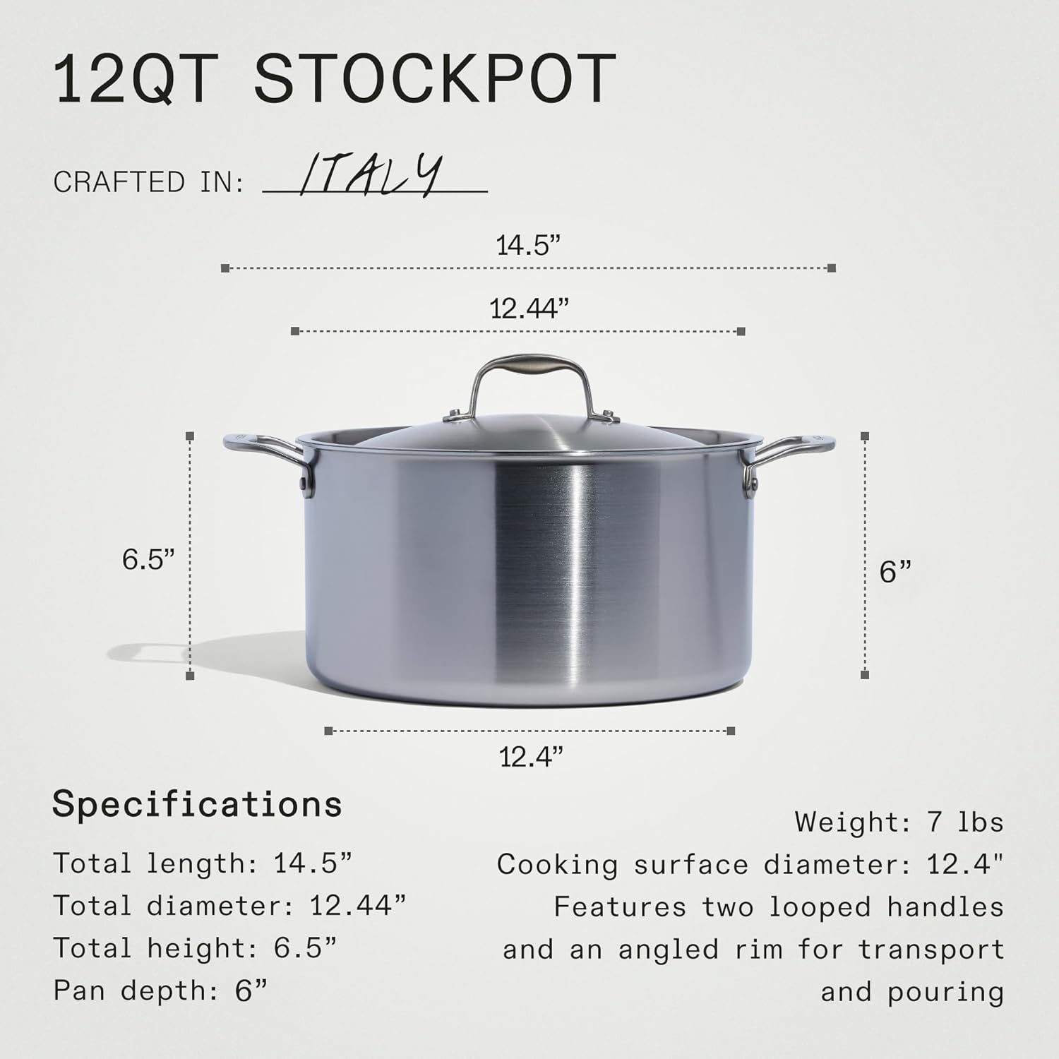 Made In 12 Quart Stainless Steel Stock Pot With Lid