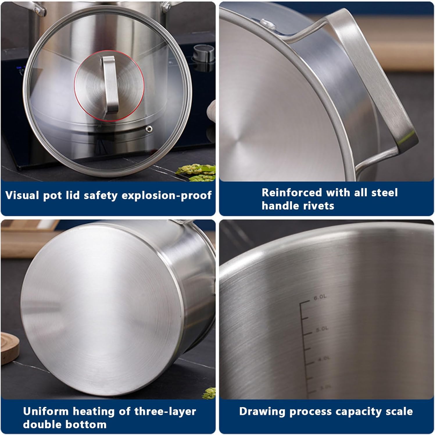 AIZYR 304 Stainless Steel Soup Pot with Lid