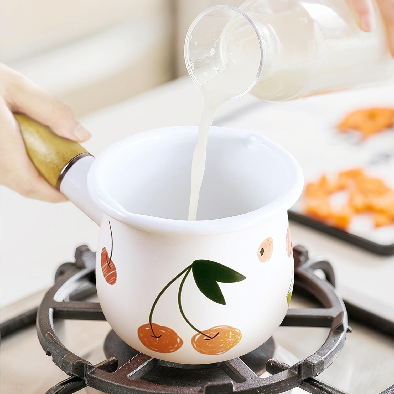 Mini Enamel Milk Pot for Warming