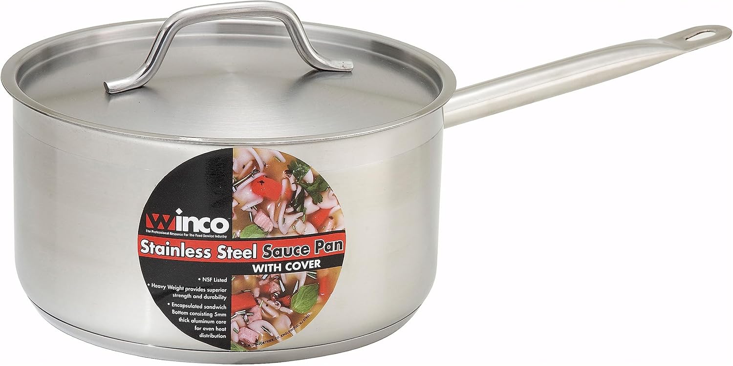 Winco Winware Stainless Steel 45 qt Sauce Pan with Cover