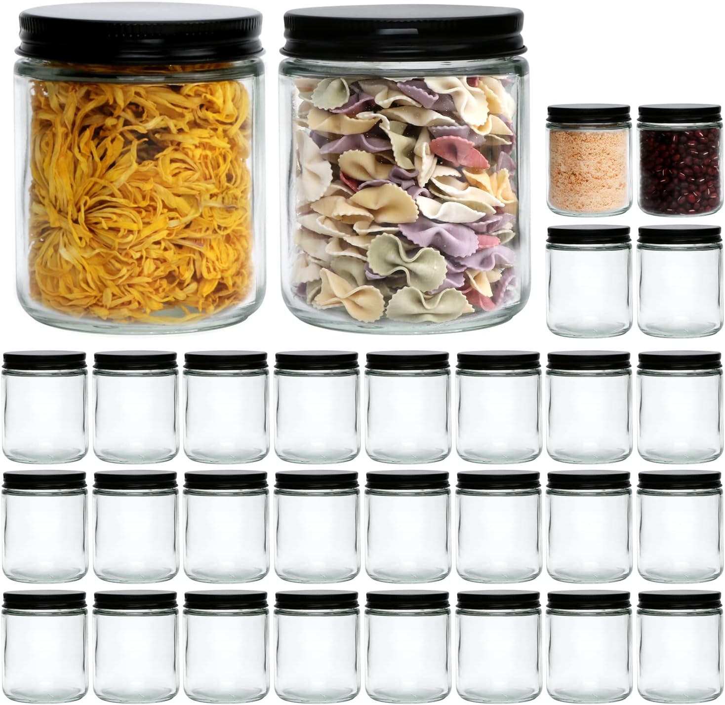 Encheng 8 Oz Glass Jars with Metal Lids 30 Pack