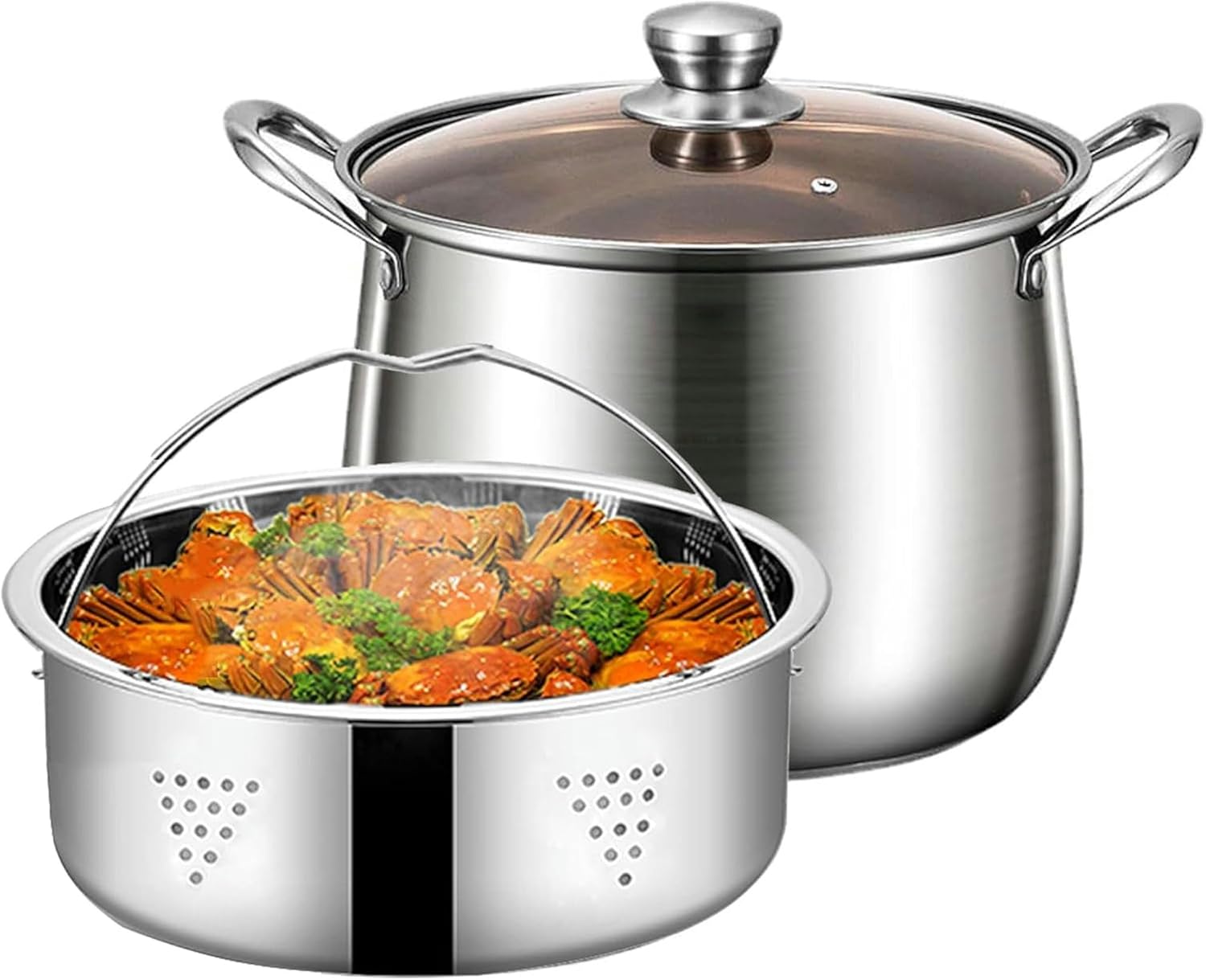 Stainless Steel Stockpot with Glass Lid for Cooking