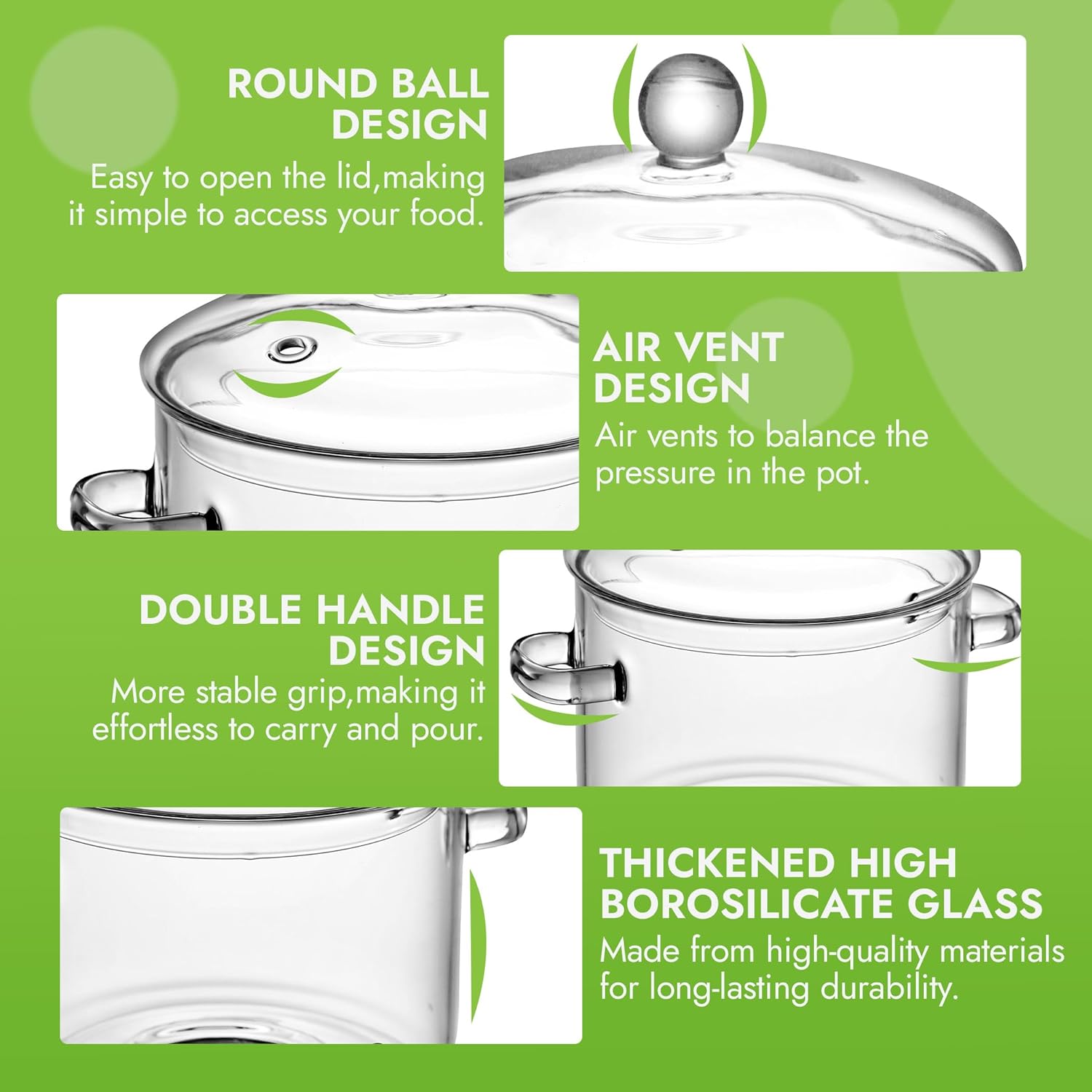 13L Heat-Resistant Glass Cooking Pot
