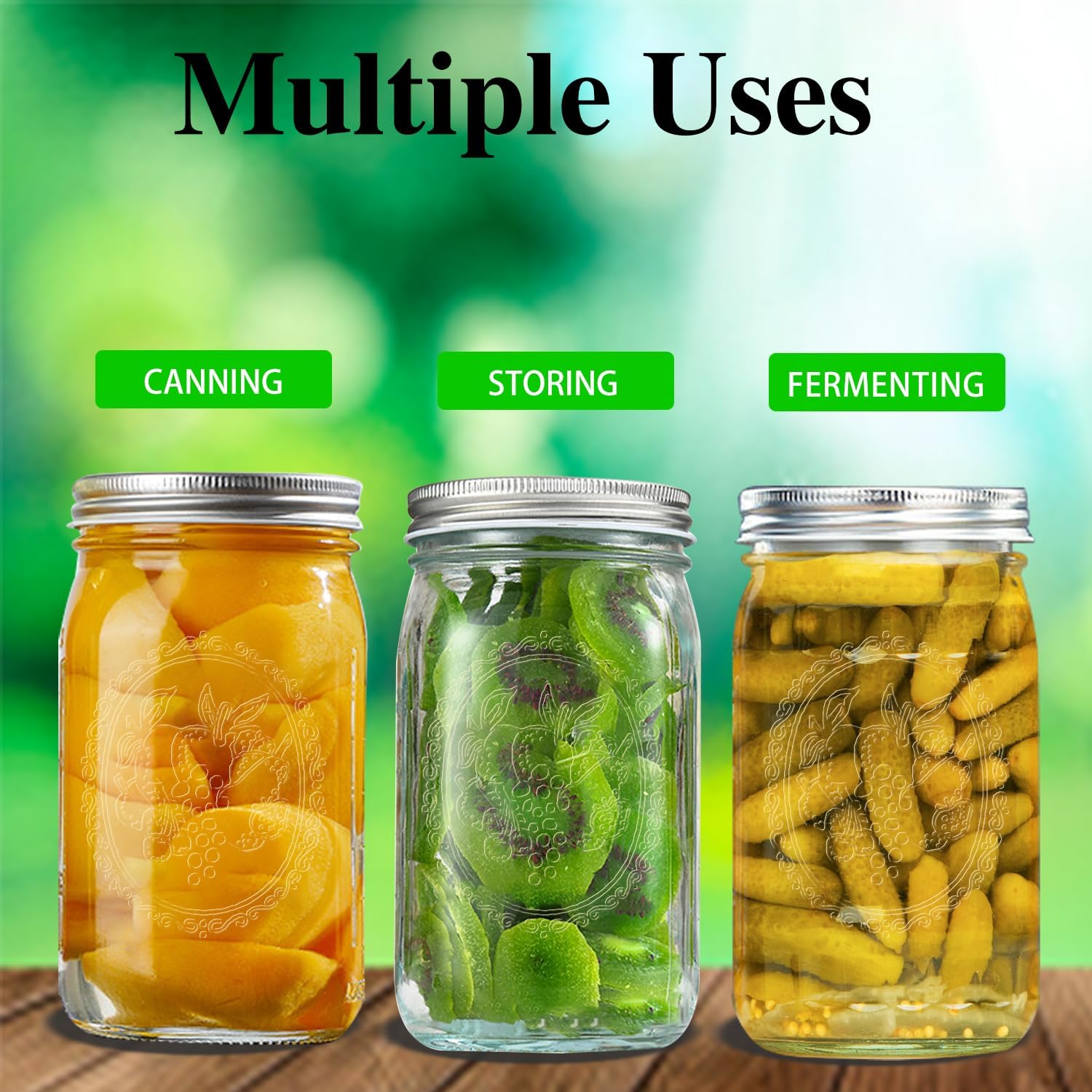 eleganttime 9-Pack 32 Oz Wide Mouth Mason Jars