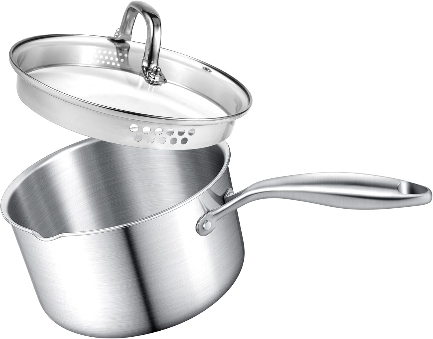 15 Quart Multifunctional Stainless Steel Saucepan With Glass Lid