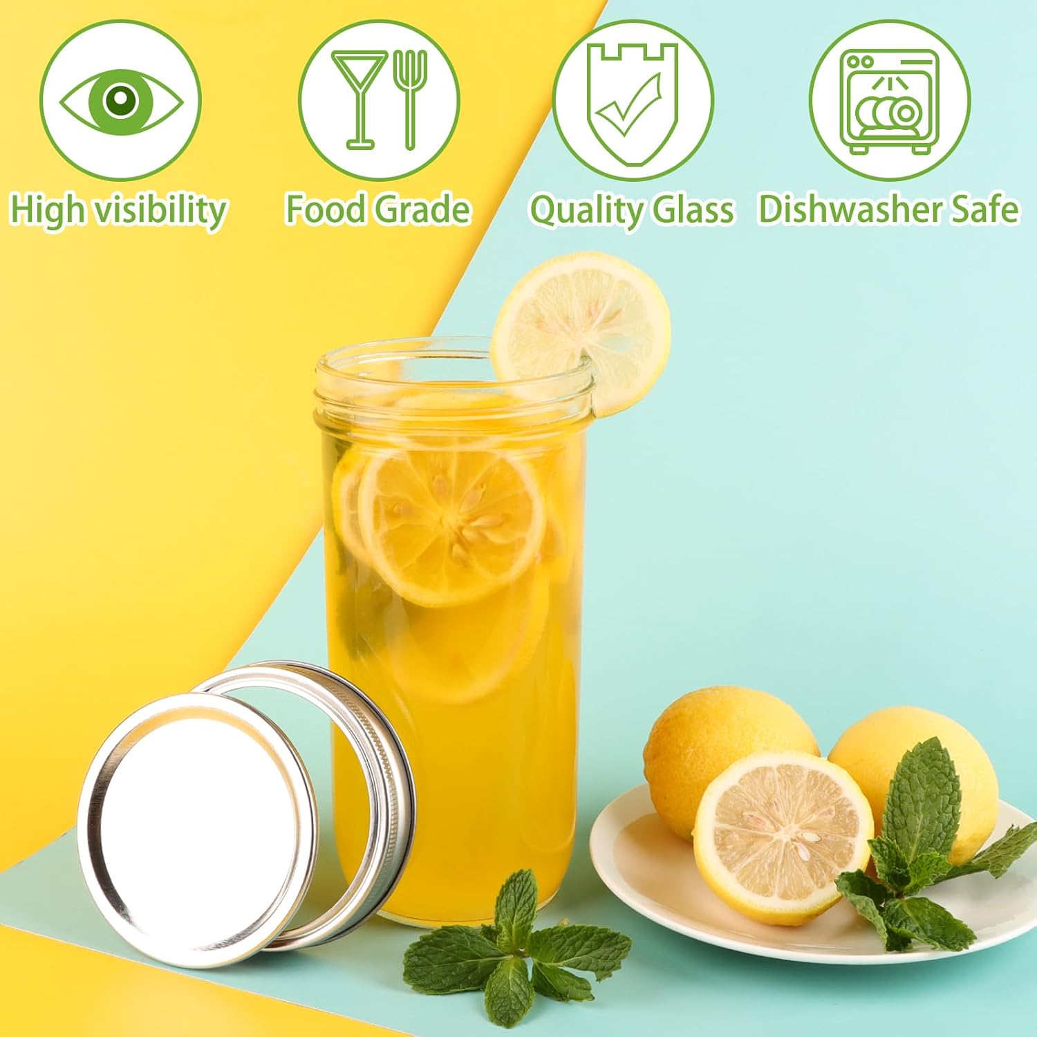 24 oz Mason Jars 6-Pack Canning Fermenting Jar Set