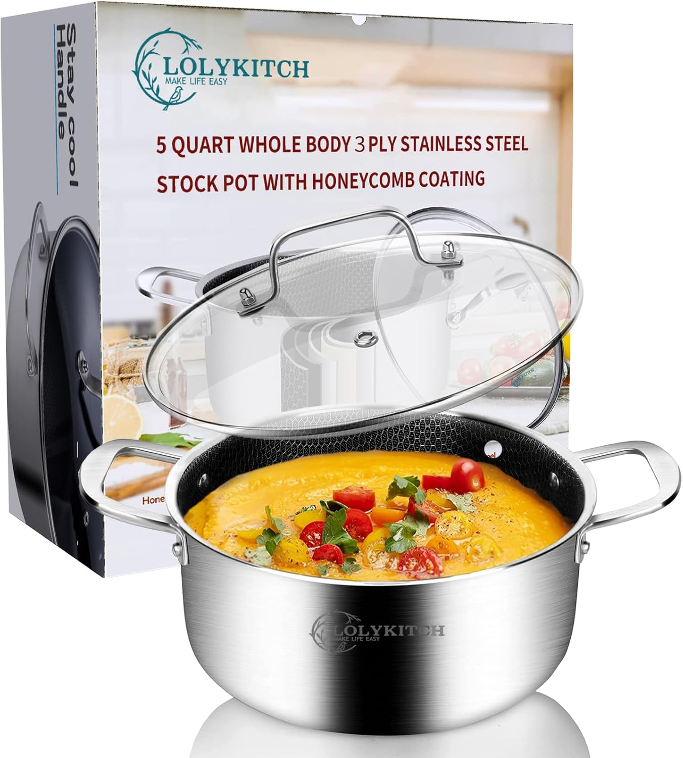 Tri-Ply Hybrid Stockpot Non-Stick Oven and Dishwasher Safe