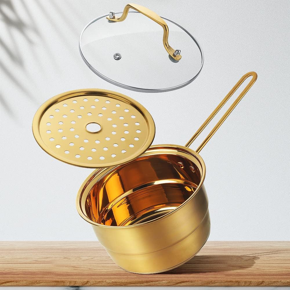 BYEGOU Stainless Steel Rainbow Steamer Pot Set with Glass Lid