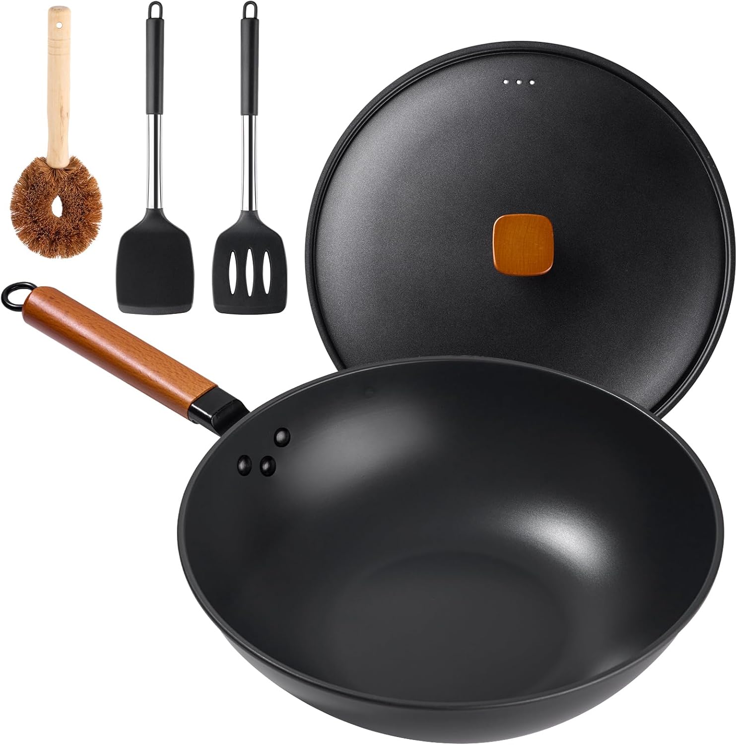 13 Carbon Steel Wok with Lid