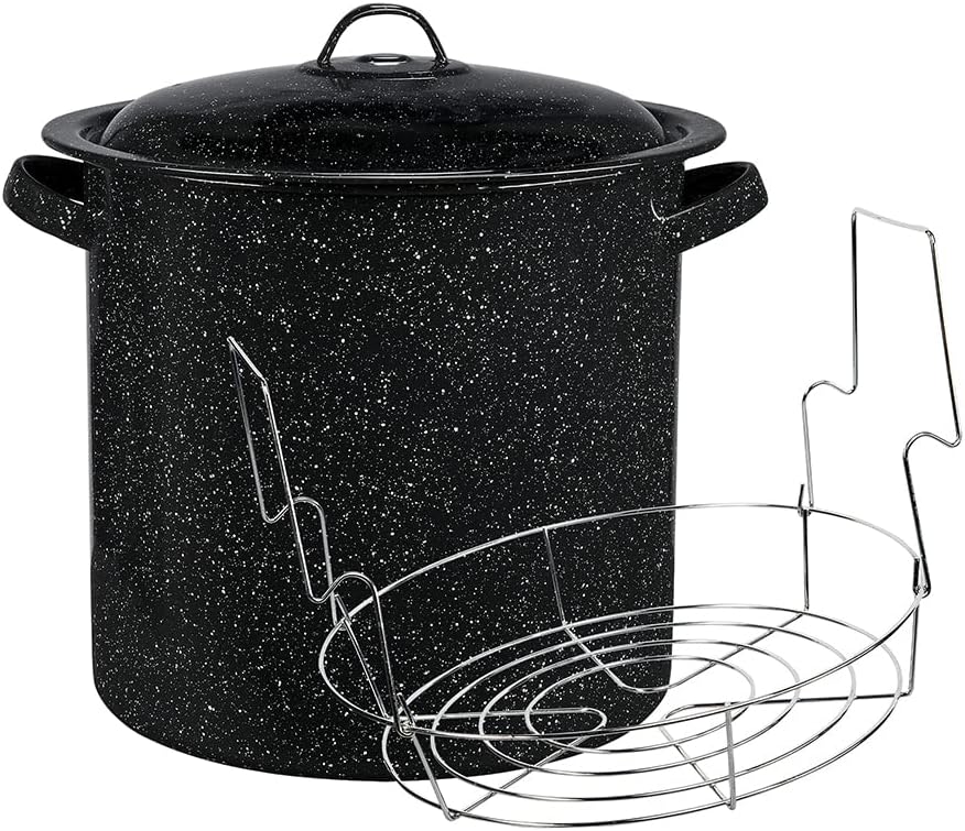 Granite Ware Stockpot with Lid and Jar Rack 4 Jar Capacity
