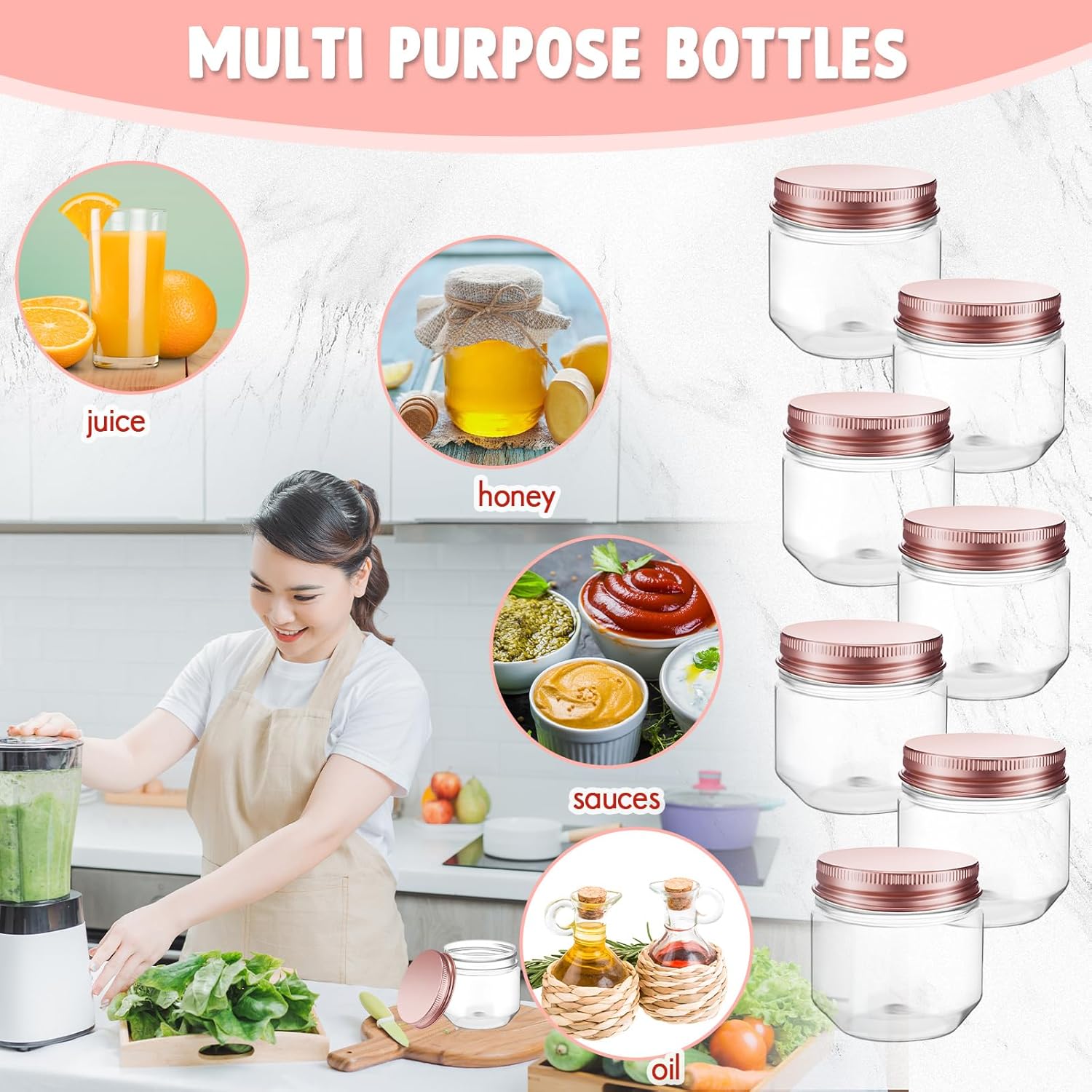 Tanlade 60 Pcs Clear Plastic Jars with Lids Fast