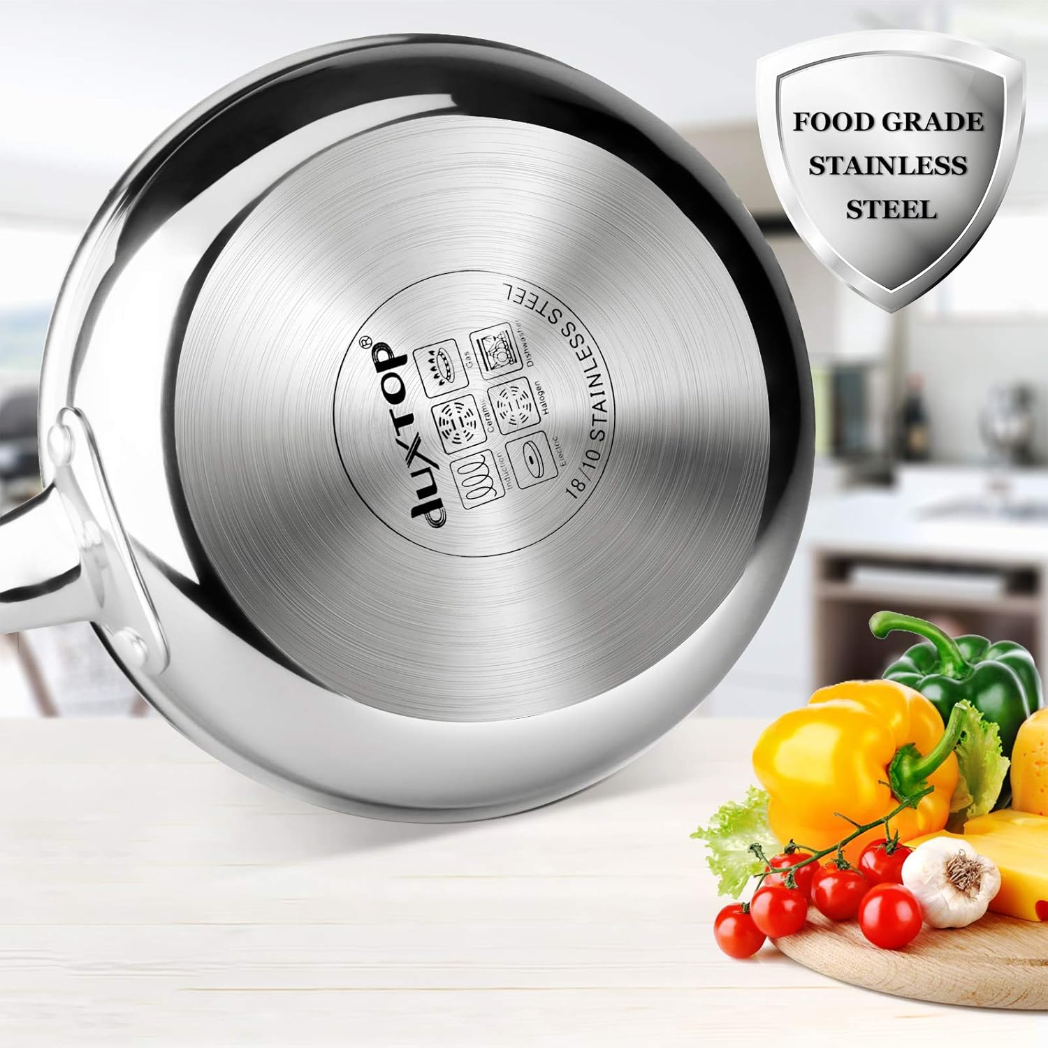 Duxtop 8 Tri-Ply Stainless Steel Stir Fry Pan