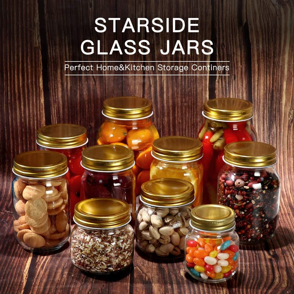 Elegant 24-Piece Glass Mason Jars Set with Silver Lids