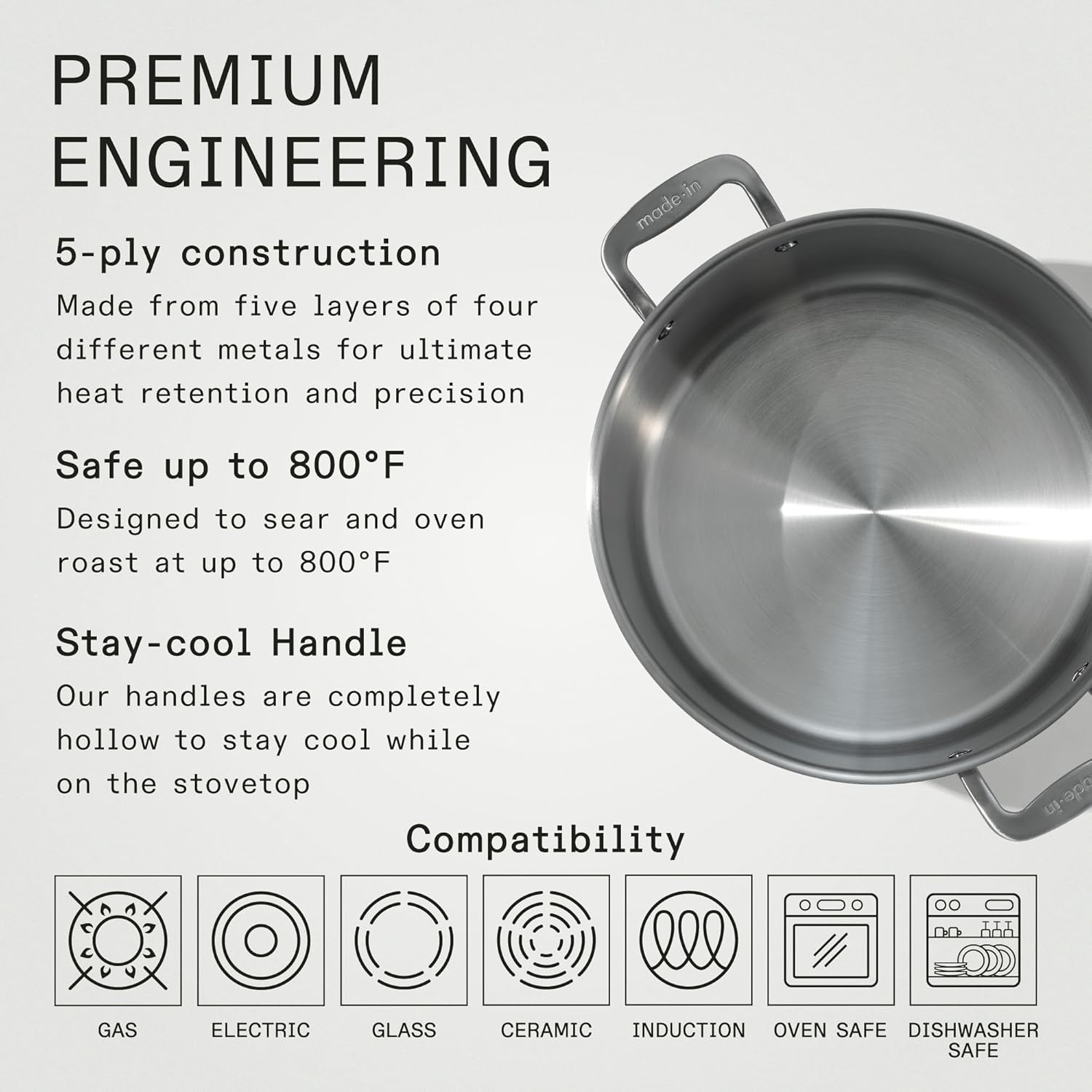 Made In 12 Quart Stainless Steel Stock Pot With Lid