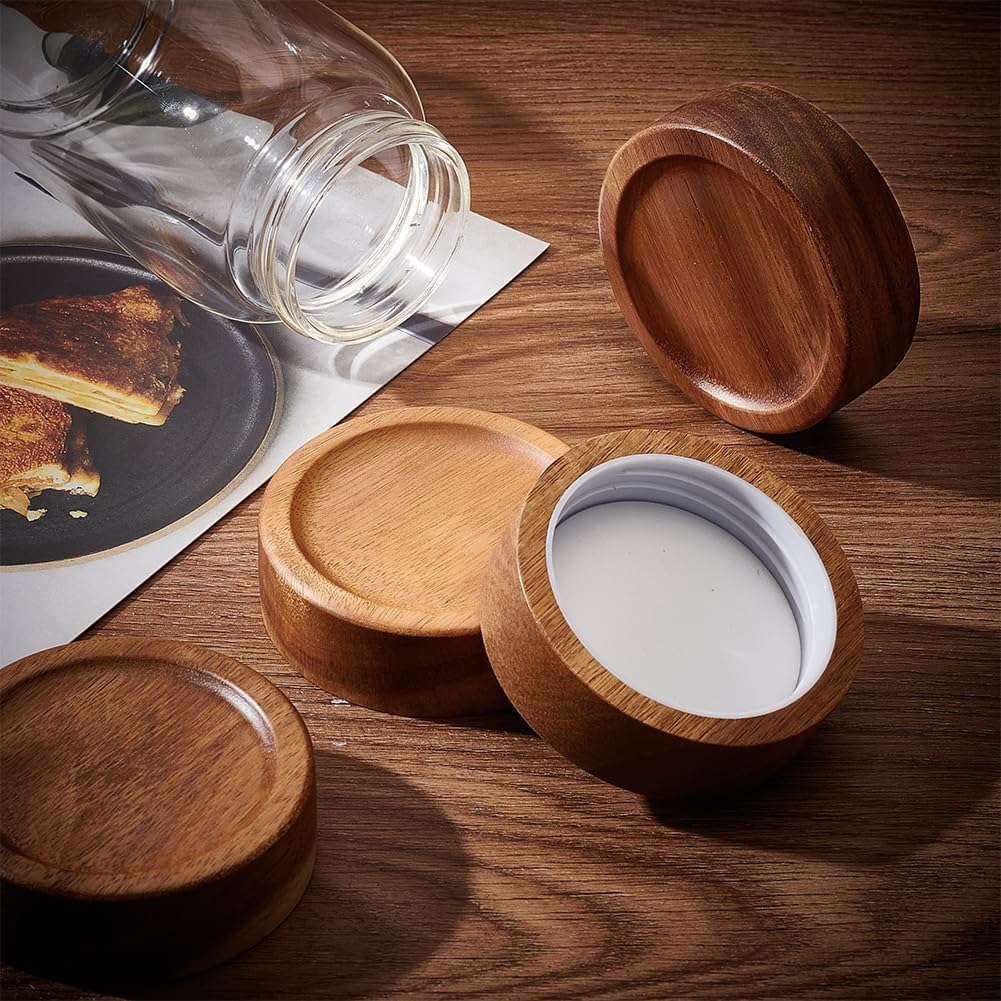 BENECREAT 4PCS Wooden Mason Jar Lids 25 Inch