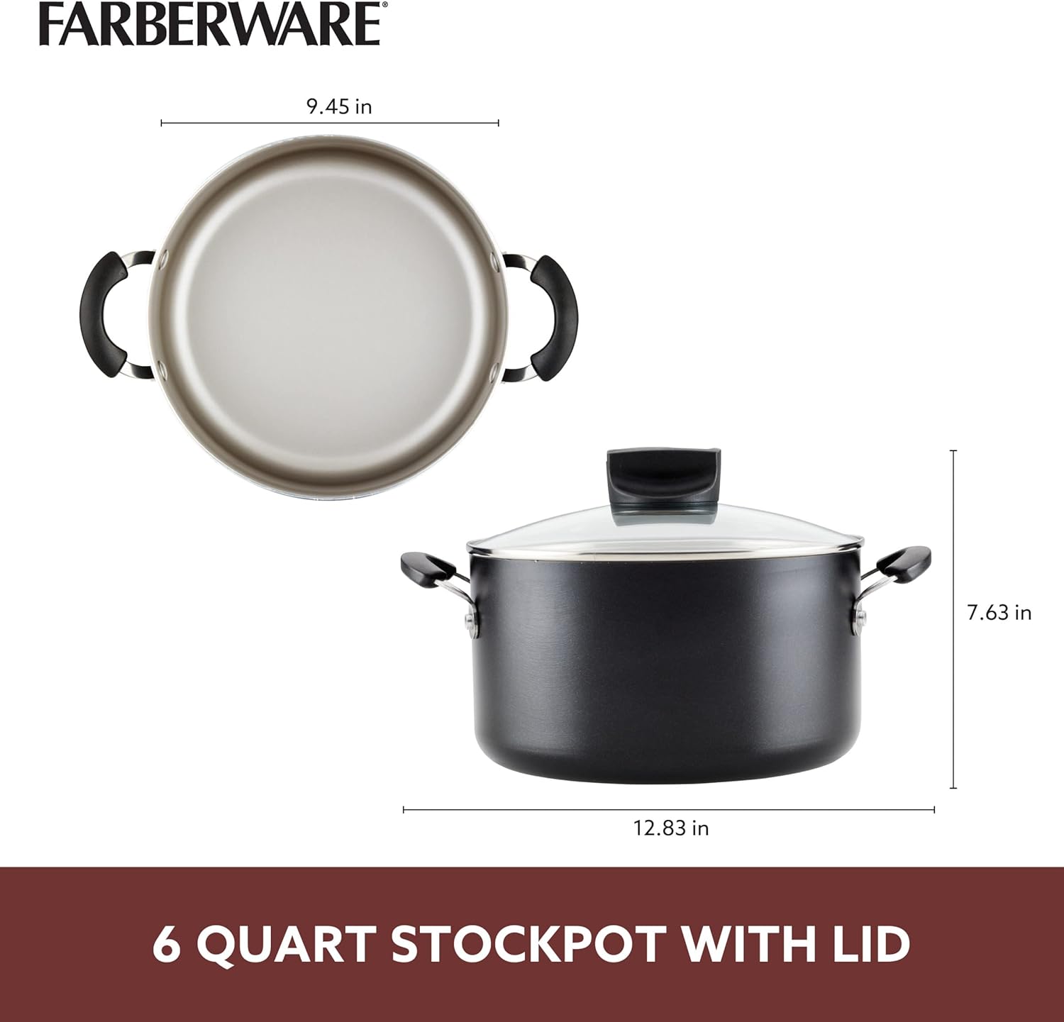 Farberware Smart Control StockpotHigh-Quality with Steam Vent-Black