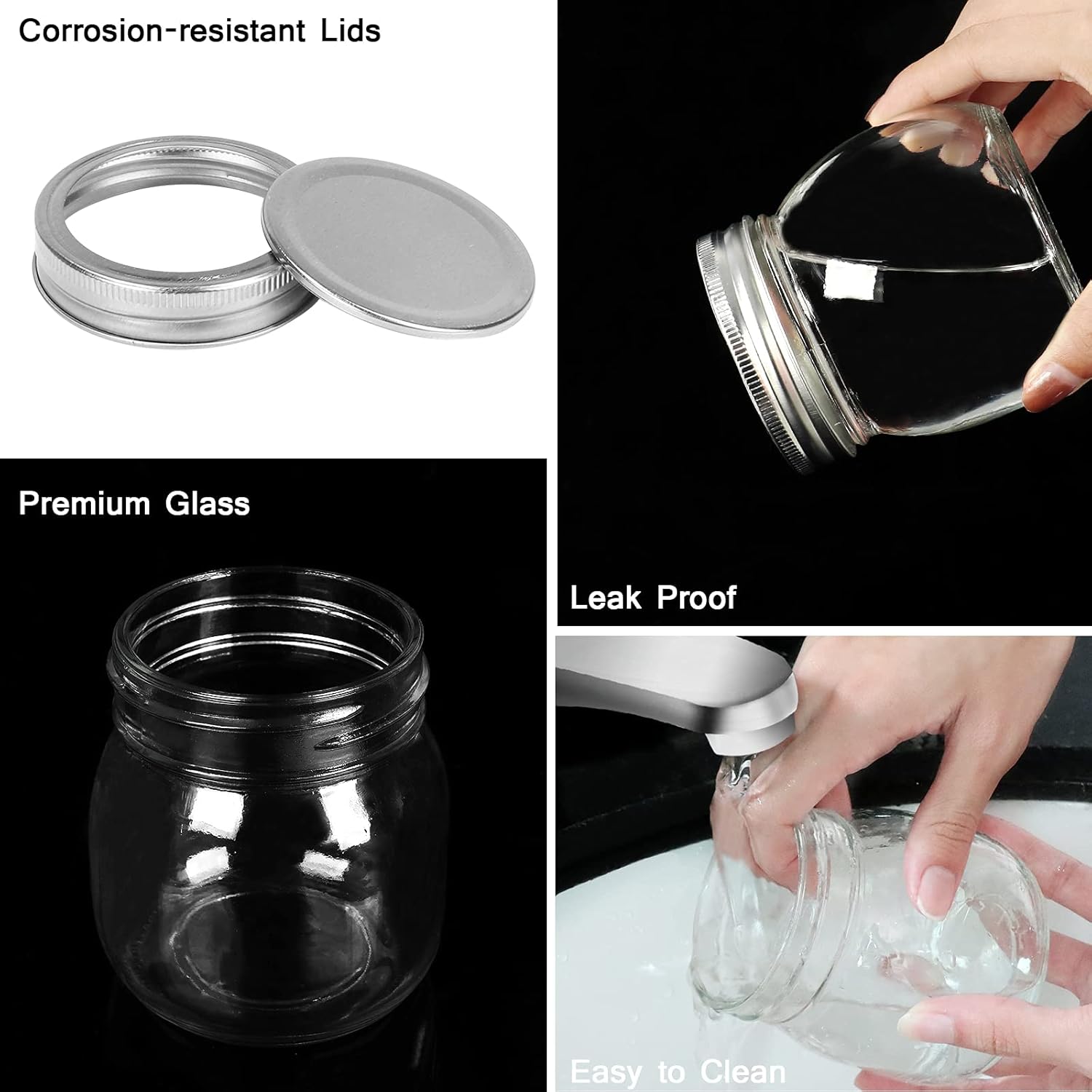 10 oz Mason Jars 24 Pack Clear Glass Storage Containers
